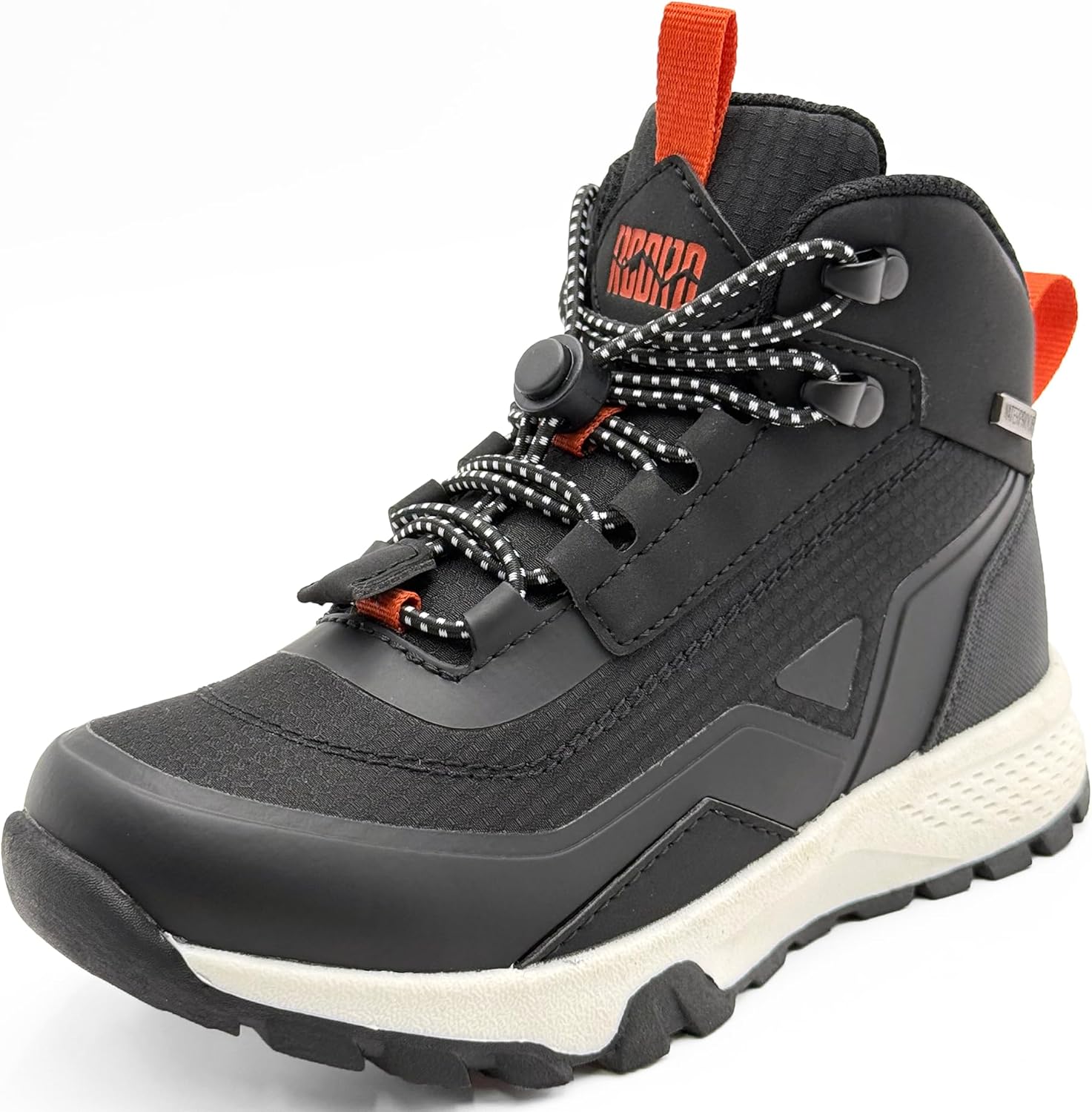 R CORD Unisex-Kids Waterproof Hiking Boots Ankle Height Durable Easy on Bungee Cord Outdoor Trekking Sneaker