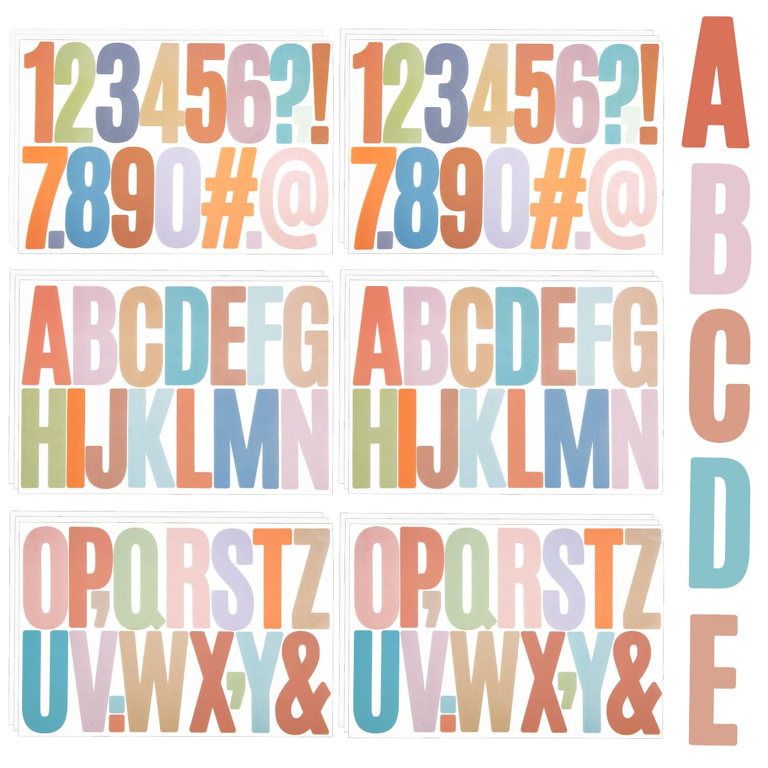 18 Hojas de Pegatinas de Números del Alfabeto, Pegatinas Vinilo Letras de 7,6cm Pegatinas de Alfabeto en Capital Impermeables para Manualidades Buzón Decoración del Hogar(Color Morandi)