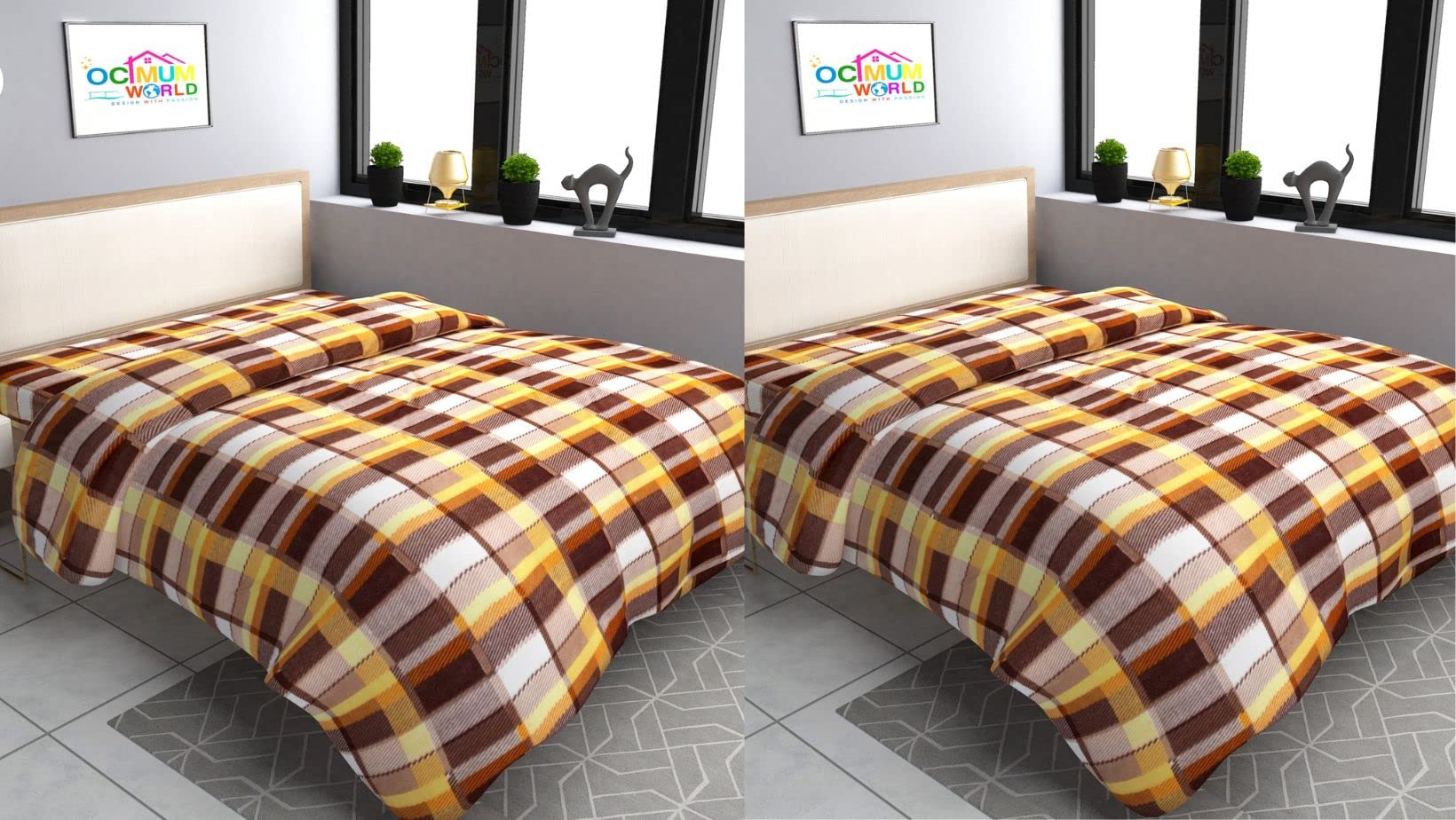 MORADO Single Bed Woolen Fabric Checkered Quilt Cover/Duvet Cover/Rajai Cover/Blanket Cover for Winters (60x90 Inches, Brown, Combo of 2)-image-27