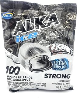 Arcor Alka Ice Mints with Gel Center - Strong Menthol Flavored, Menthol Eucalyptus Jelly Center - Aspartame-Free Long-Lasting Fresh Breath Mint Candy, Individually Wrapped, Party Size - (100 Pieces)