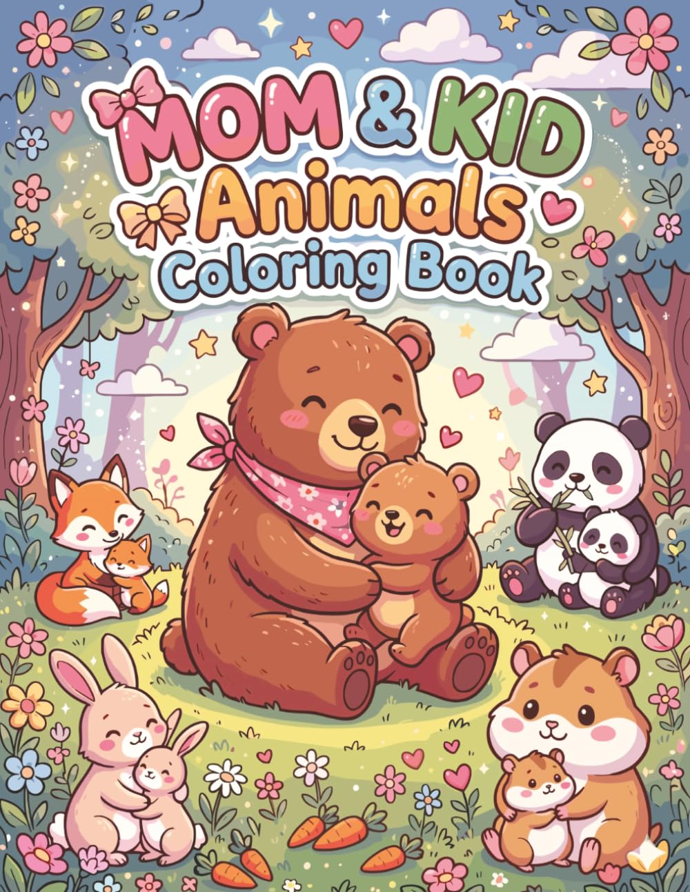Mom and Baby Animals Coloring Book for Kids: 40 Adorable Animal Family Coloring Pages for Girls and Boys Ages 4–10, Sweet Baby Animal Scenes, Hugging Moments & Relaxing Coloring for Kids