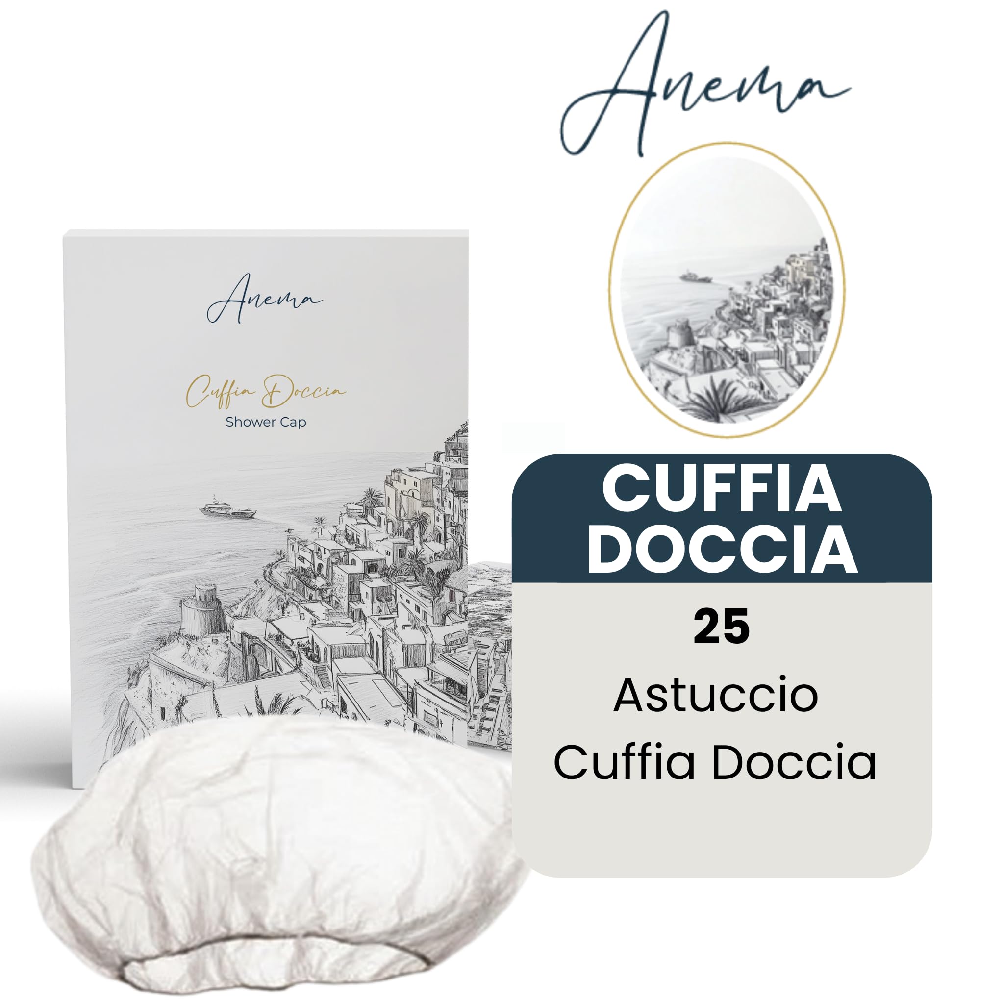 Kit Cortesia B&B Hotel Albergo Bagno Monouso 225 pezzi 100x Doccia Shampoo 30ml 50x Igiene Intima 20ml 50x Sapone Tondo 15g in Astuccio 25x Cuffie Doccia in Astuccio