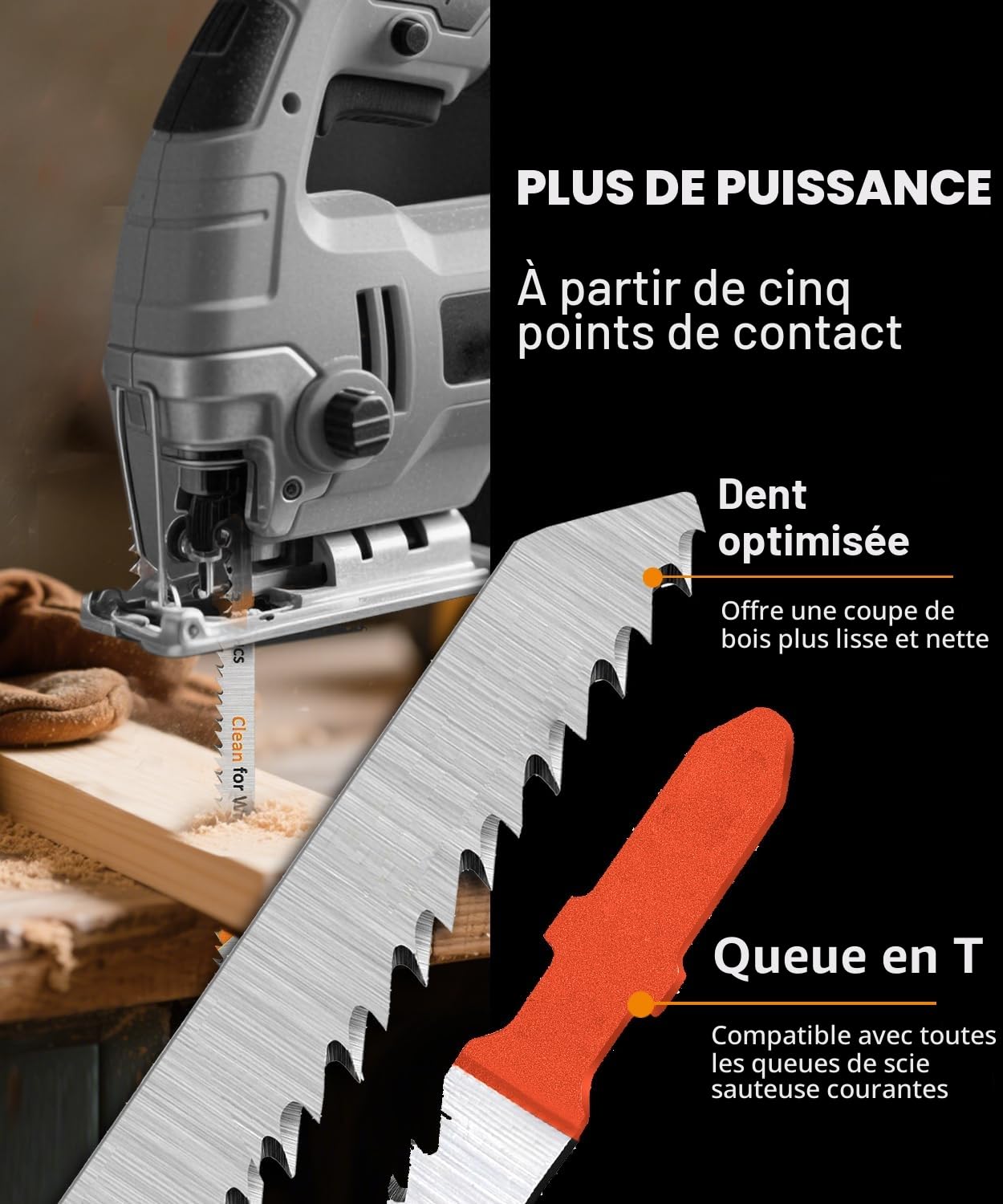 BGTEC 50PCS Jeu De Lames De Scie Sauteuse à Queue En T HCS/HSS Pour La Coupe Du Bois, Du Plastique Et Du Métal(T118A,T118B,T101AO,T101B,T101BR,T144D)