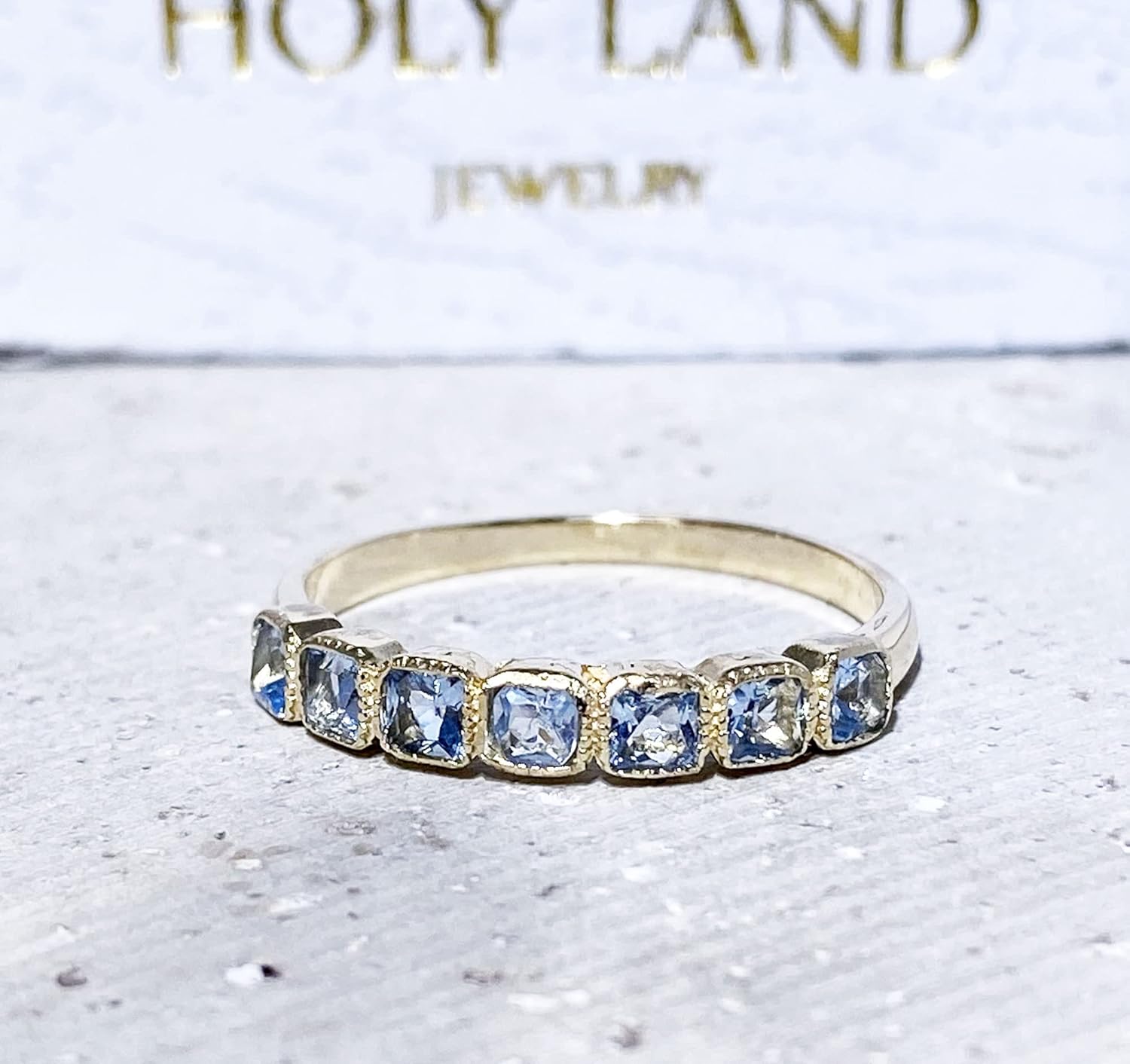 Aquamarine Ring - March Birthstone - Stack Ring - Gemstone Band - Simple Ring - Square Ring - Bezel Ring - Dainty Ring