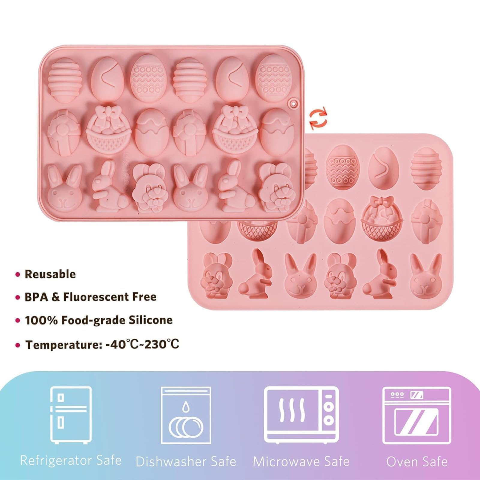 Stampini Per Cioccolato Pasquale In Silicone - Set 4 Pezzi Con Coniglietti E Uova