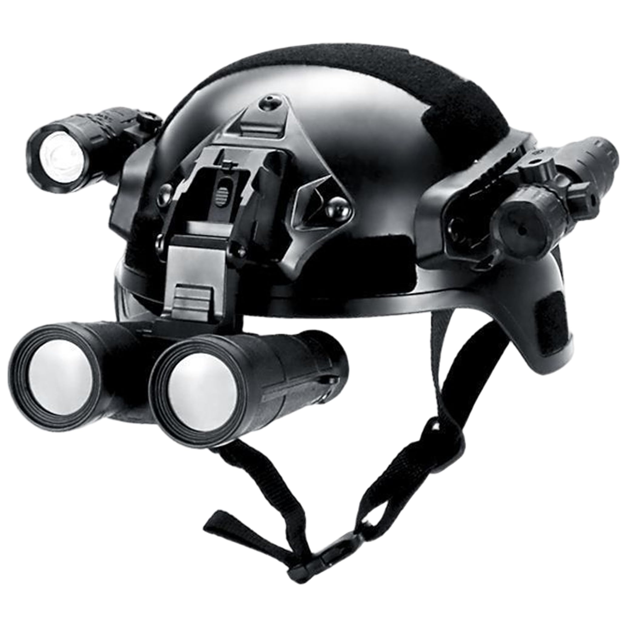 Casco balistico, Casco Leggero per Bambini con telescopio e Torcia Set Completo Airsoft e Costume Militare Cosplay con Guide modulari, Nero