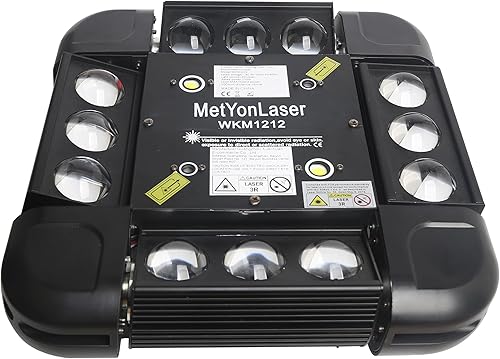 Vista 5 de Luz láser de cabeza móvil, luces láser DJ 12LEDs 150W RGBW Beam Light,Controlador DMX con 16CH/64CH y sonido activado para fiesta