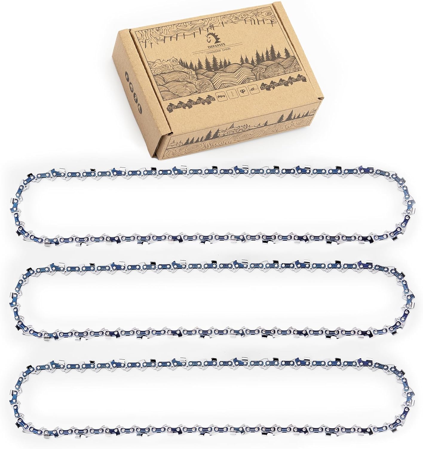 14 inch Chainsaw Chain .043" gauge 3/8" LP pitch 50 drive links, Anti_rebound, Compatible with Stihl and more 3 Pack