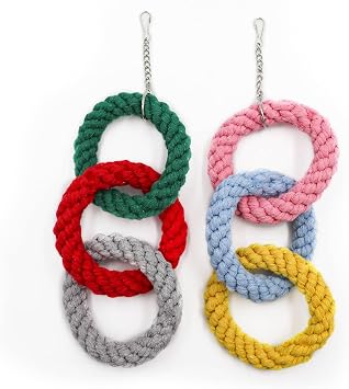 2 Pack Sugar Glider Climbing Toys, Colorful Sugar Glider Hanging Three-Ring Swing Toys, Sugar Glider Hamster Rats Toys, Cage Accessories for Birds Ferret Hamster Squirrel Chinchilla Parrots