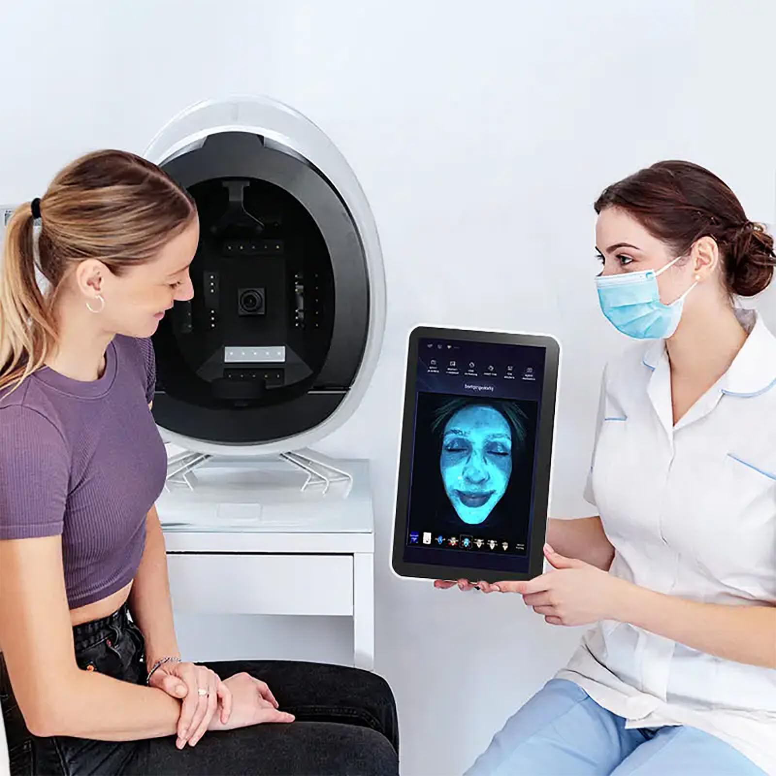 Analizador Detector Piel AI, Instrumento Análisis Facial con Detección 8 Espectros Y 17 Elementos,predicción Piel Simulada 3D Y Predicción Análisis Síntomas Piel,Informe Almacenamiento En Nube