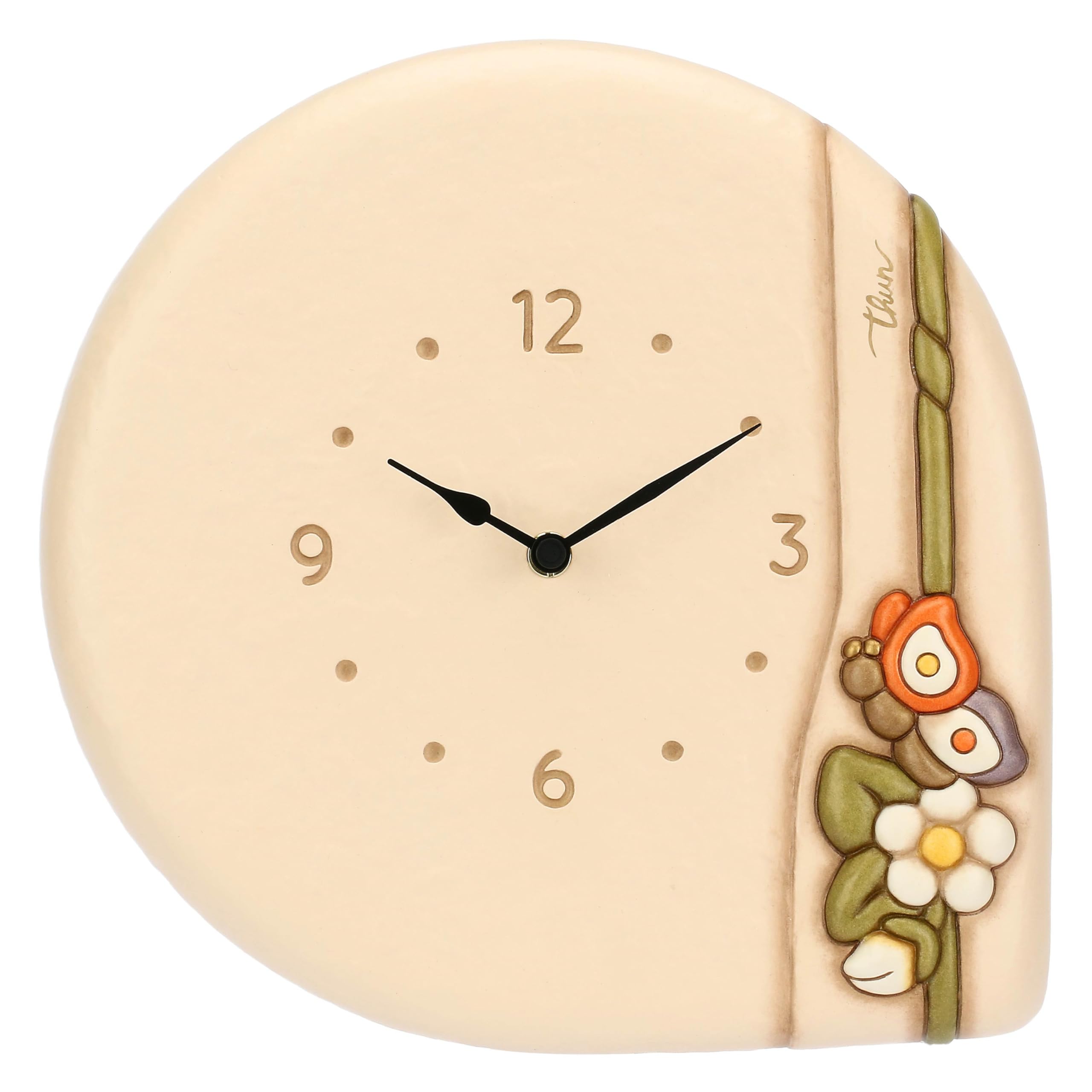THUN Orologio digitale con fiori e coccinella, ceramica; meccanismo in plastica, Collezione Country Bloom, 26,​2 x 26,​2 x 5,​3 cm