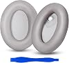 Aurivor Replacement Ear-Pads Cushions for Sony WH-1000XM4 Headphones, XM4 Ear - Covers with Soft Protein Leather, Noise Isolation Memory Foam,Added Thickness, Sensor-Compatible Design (Silver)