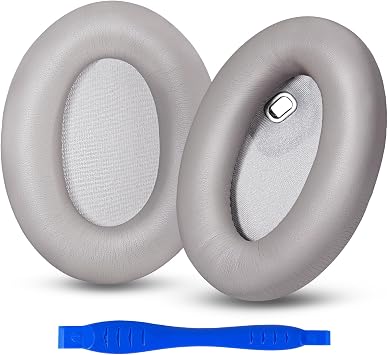 Aurivor Replacement Ear Pads Cushions for Sony WH-1000XM4 Headphones, XM4 Earpads Covers with Soft Protein Leather, Noise Isolation Memory Foam Added Thickness, Sensor-Compatible Desig Silver