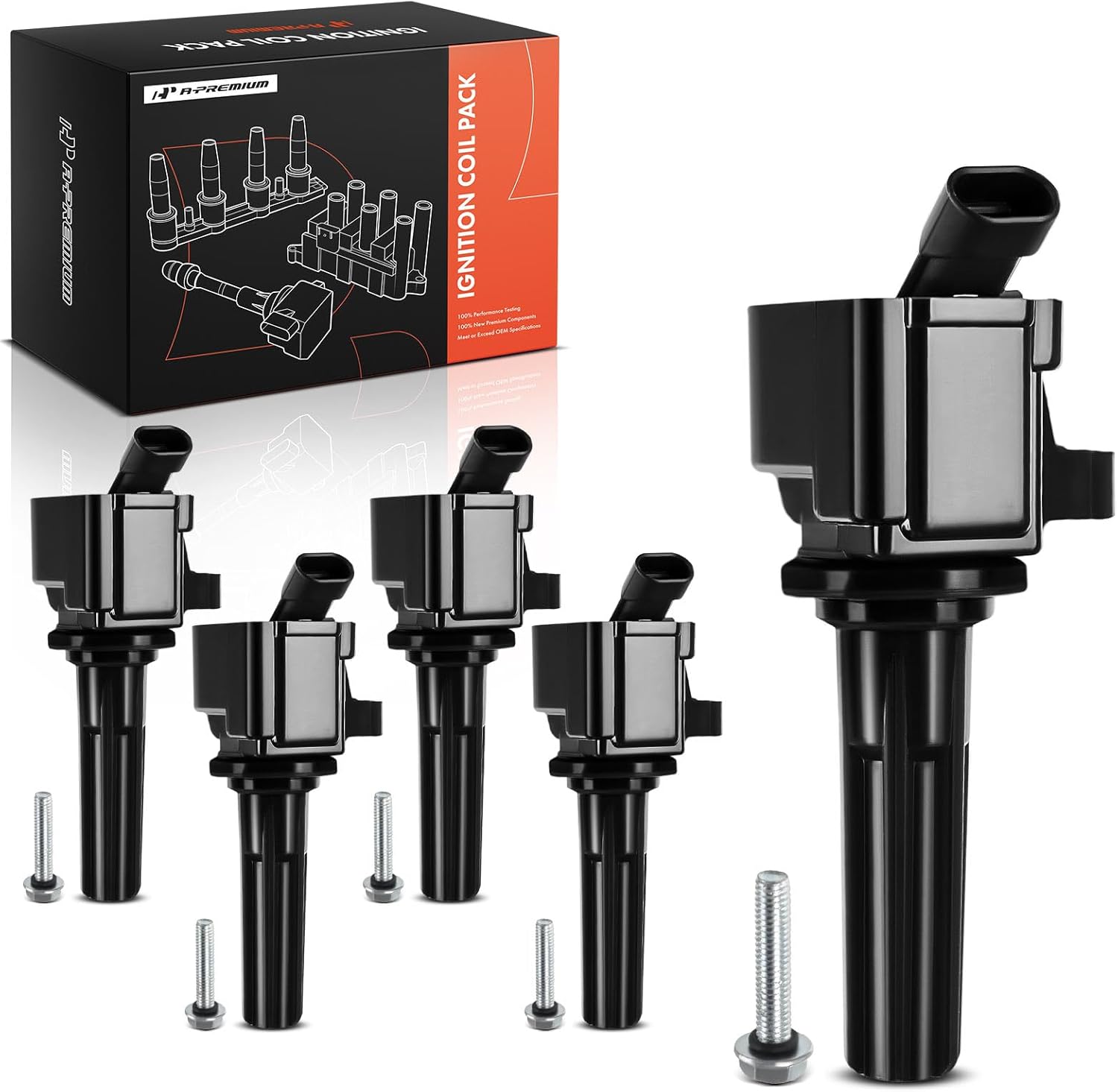 A-Premium Engine Ignition Coil Pack Compatible with Chevrolet Colorado 2007-2012, Trailblazer 2009, Trailblazer EXT & GMC Canyon & Hummer H3, H3T & Isuzu Ascender & Saab 9-7x & Buick Rainier, 5-PC Set