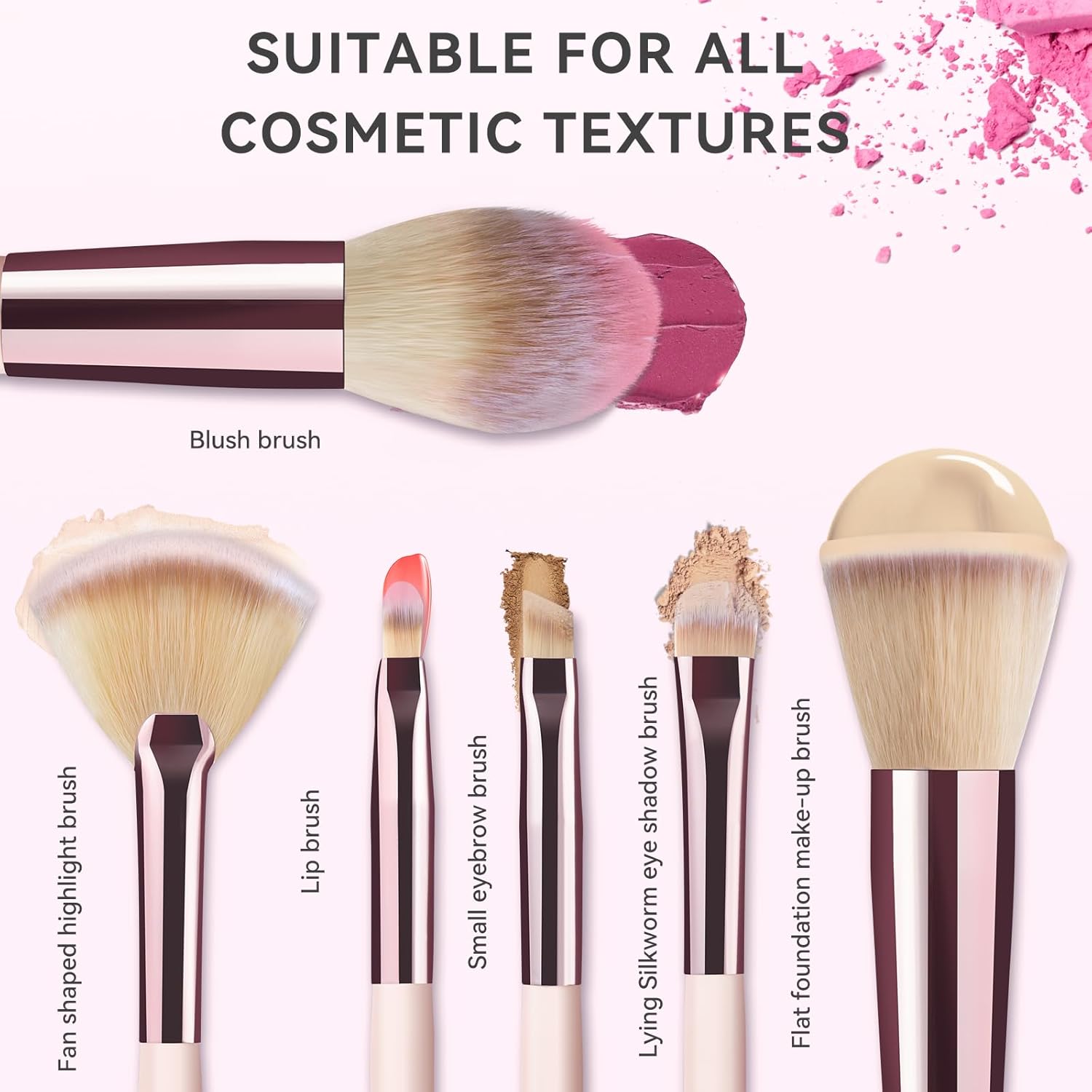 Trendy Teen Girl Gifts – Travel Makeup Brush Set with LED Light Mirror, Perfect Tween Birthday Gifts for Girls 11-16+ year old(Pink) - Image 5