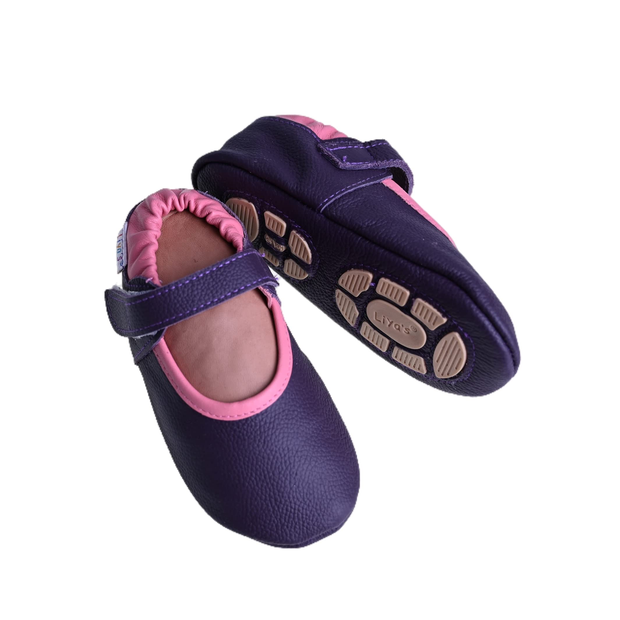 Liya's Babyschuhe Lederpuschen mit Gummisohle - #692 Ballerinas in lila
