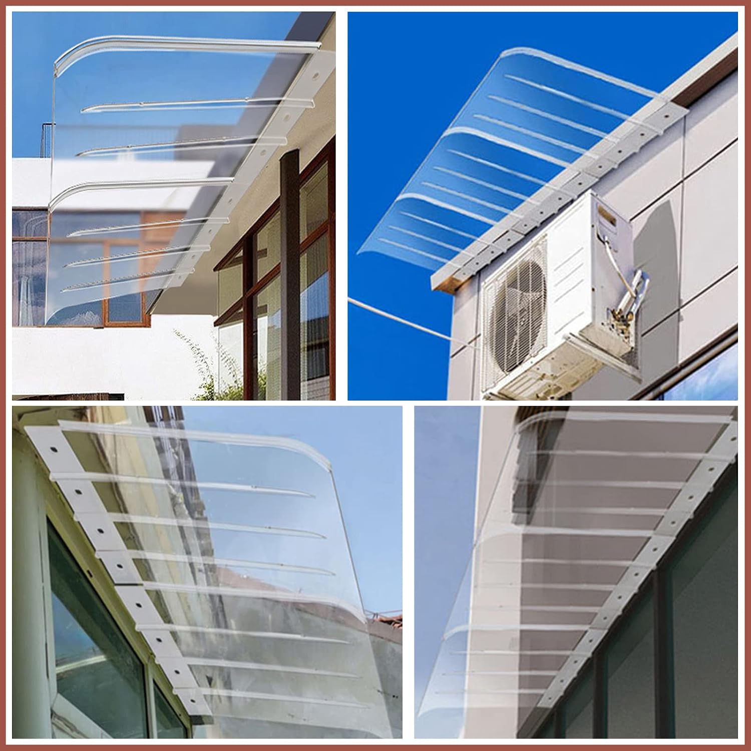 Curved Window Door Canopy Awning Shelter,Invisible Front Door Canopy,Roofing Rain Shelter Cover,Back Porch Garden Awning,Patio Porch Awning,Transparent Polycarbonate Cover (40x280cm/16 x110