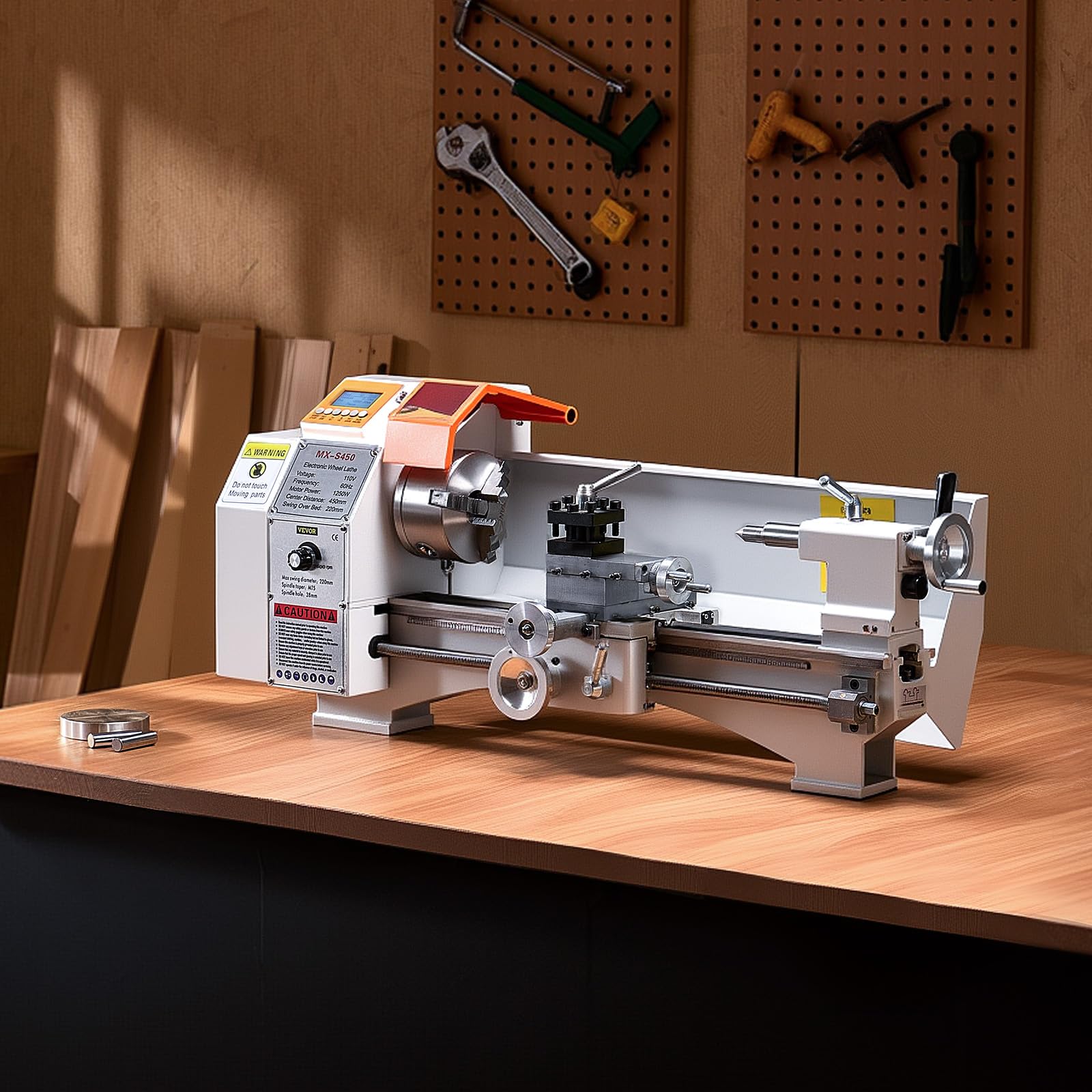 VEVOR Metalldrehmaschine 220x450 mm Tischdrehmaschine Automatischer Vorschub 2500 U/min Drehzahl 1250 W Bürstenloser Motor, mit Zubehör, Drehmaschine für die Bearbeitung von Präzisionsteilen