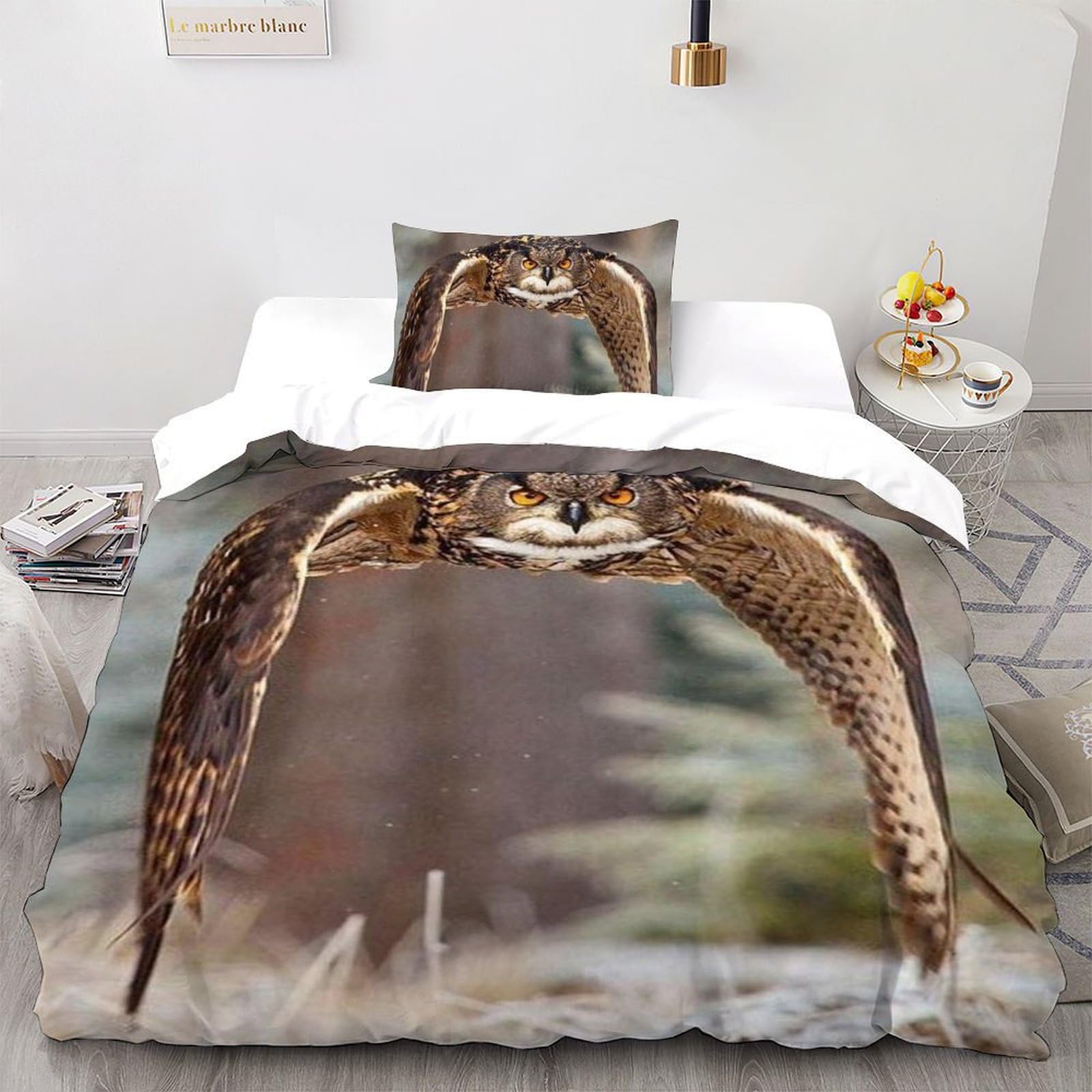 Housse de couette imprimé 3D animaux vibrants avec taie d'oreiller