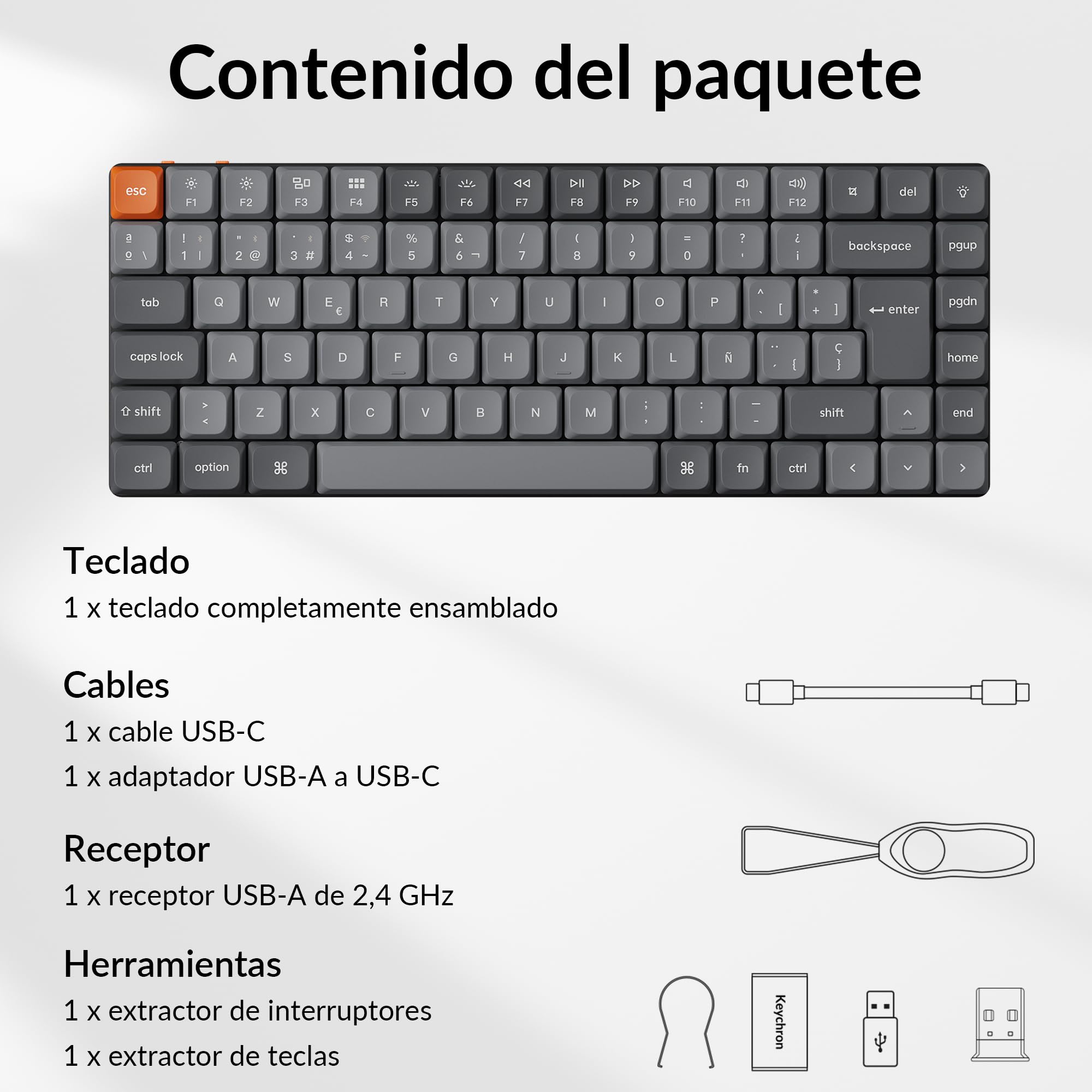 Keychron K3 MAX Teclado Gaming Inalámbrico Ultrafino, ISO-ES, Switch Marrón | 2,4 GHz/BT 5.1/USB-C, Programación con QMK/Launcher, Teclas LSA de Perfil Bajo en PBT, Teclado Español para Mac, Win y Linux