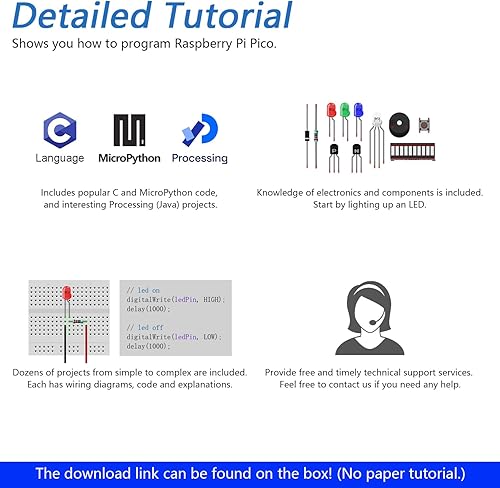 Miniatura 5 de FREENOVE Super Starter Kit para Raspberry Pi Pico (incluido) (Compatible con Arduino IDE), tutorial detallado de 513 páginas, 177 artículos, 87