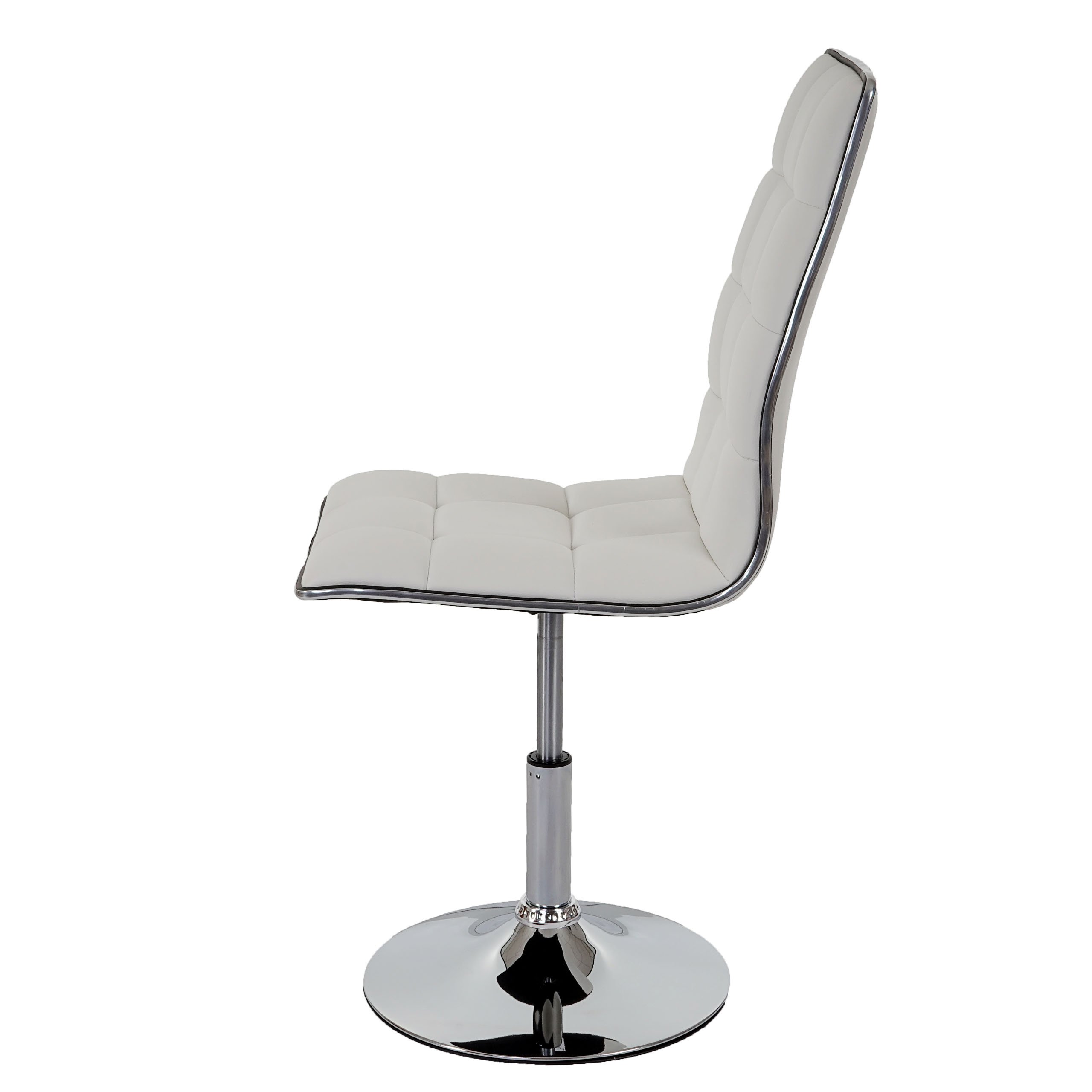 Sedia Da Pranzo Moderna Mendler HWC-C41 - Ecopelle Avorio, Base Cromata, Altezza Regolabile, Carico Max 120 Kg