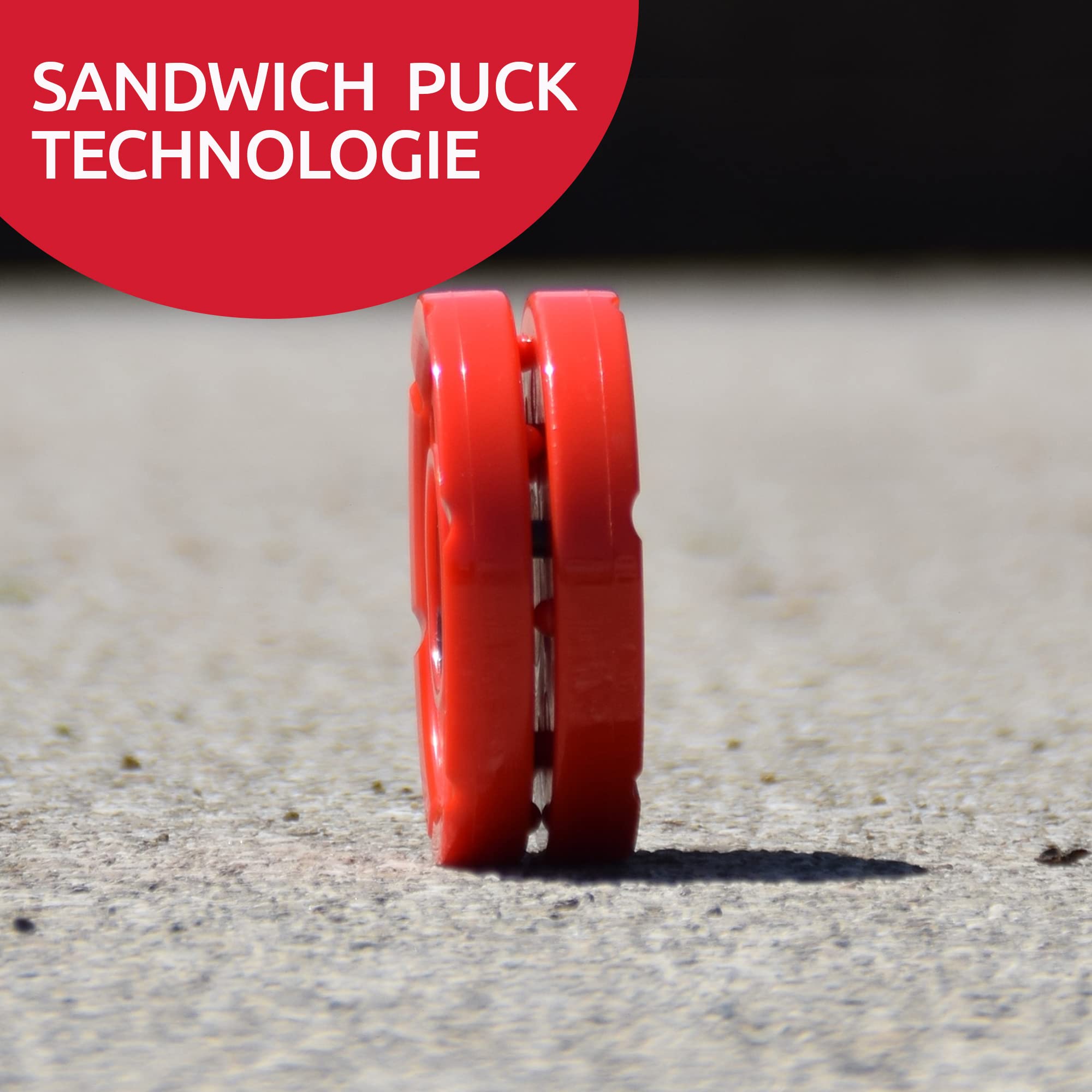 Base Sandwich Pro I Stickhandling & Trainings-Puck I Gute Gleieigenschaften I Für Alle Temperaturen I Inline-und Street Hockey I 120 Gramm I Rot Unisexe, Rouge, 7,5 cm