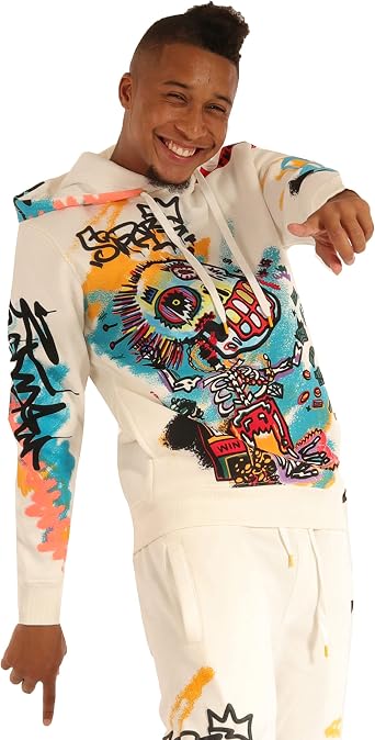 SCREENSHOT Mens Urban Premium Fleece Hoodie - NYC Streetwear Fashion Embroidery Patch Gel Print Hooded Sweatshirt