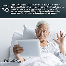 ResOne 14Ft Soft Adult Oxygen Nasal Cannula 1-Pack - Curved Prongs, Crush-Resistant Tubing - Nasal Tubes, Oxygen Concentrator Supplies - Soft Curved Nose Piece, Standard Size, Standard Flow 6 LPM