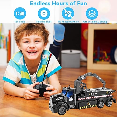 Miniatura 3 de Auto a control remoto para niños de 4 a 7 años, camión de remolque RC para niños de 5 a 7 años, vehículos de servicio de ciudad de control remoto