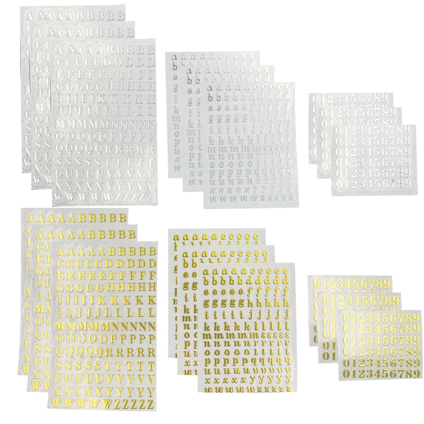 18 Sheets Gold/Silver Alphabet Number Stickers,Glitter Self-Adhesive ...