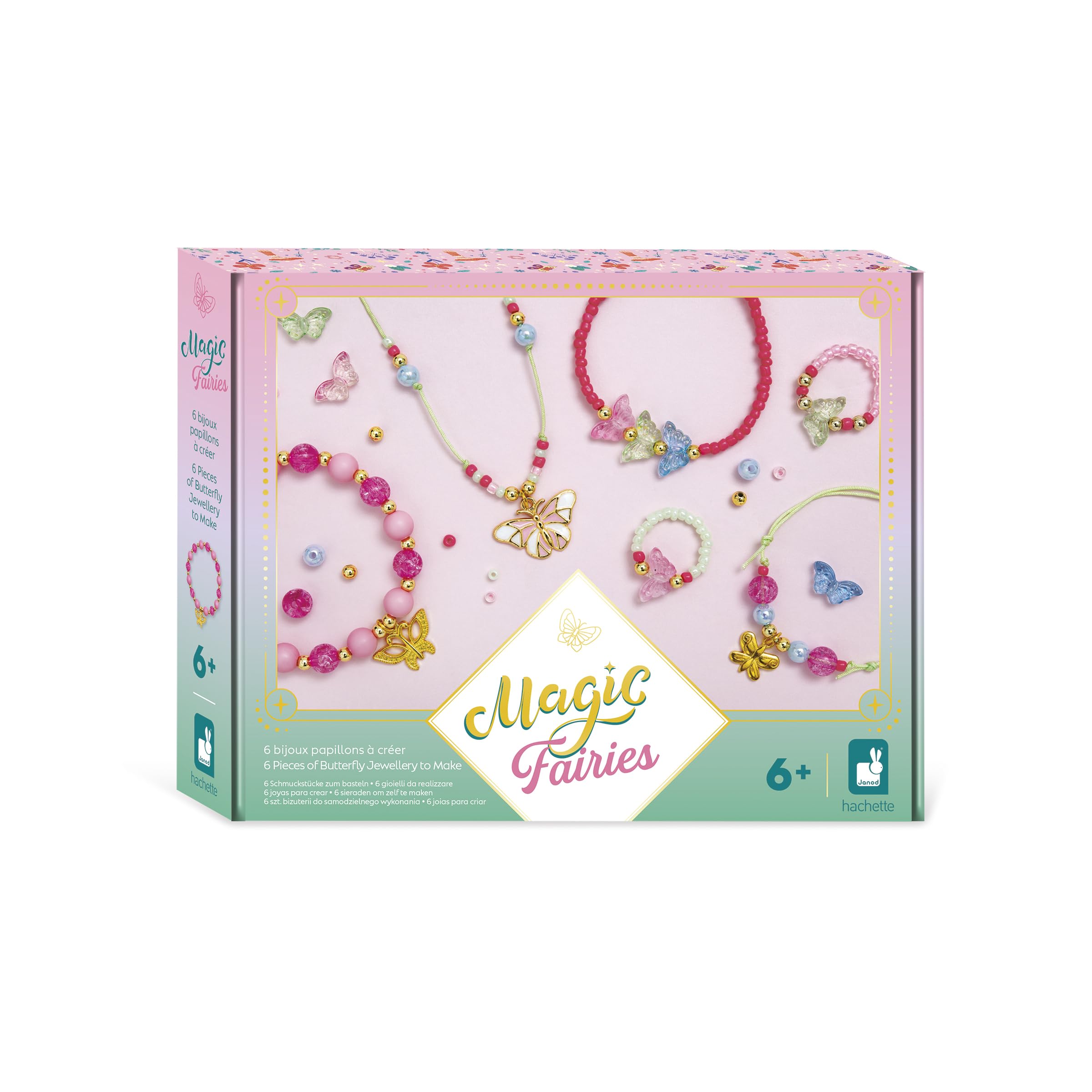 Janod, 6 Jewels to Create, Theme Butterflies, Les Ateliers Bijoux, Children's Creative Leisure Kit