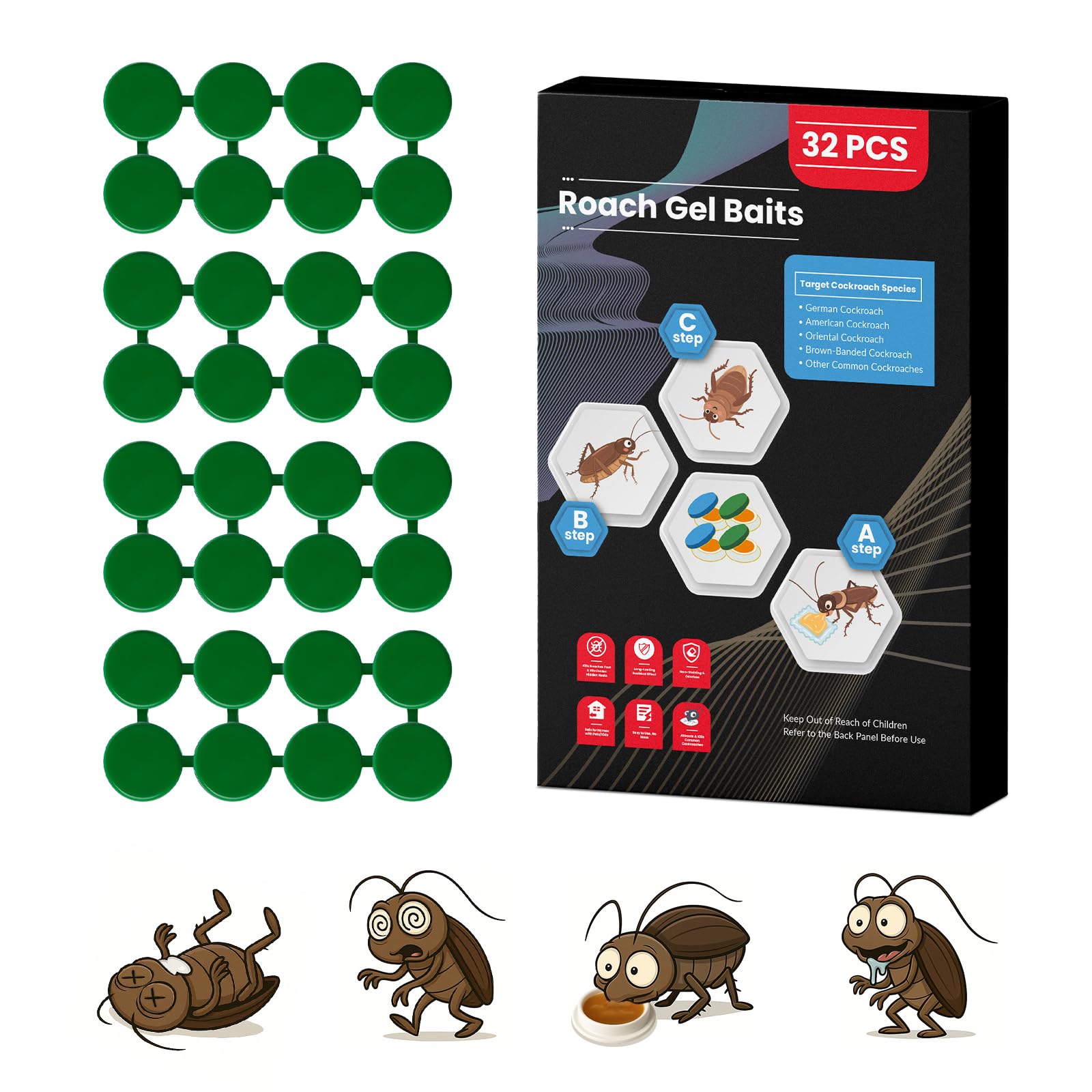 Amazon.com : 32 Pack Roach Killer Indoor Infestation Roaches Gel