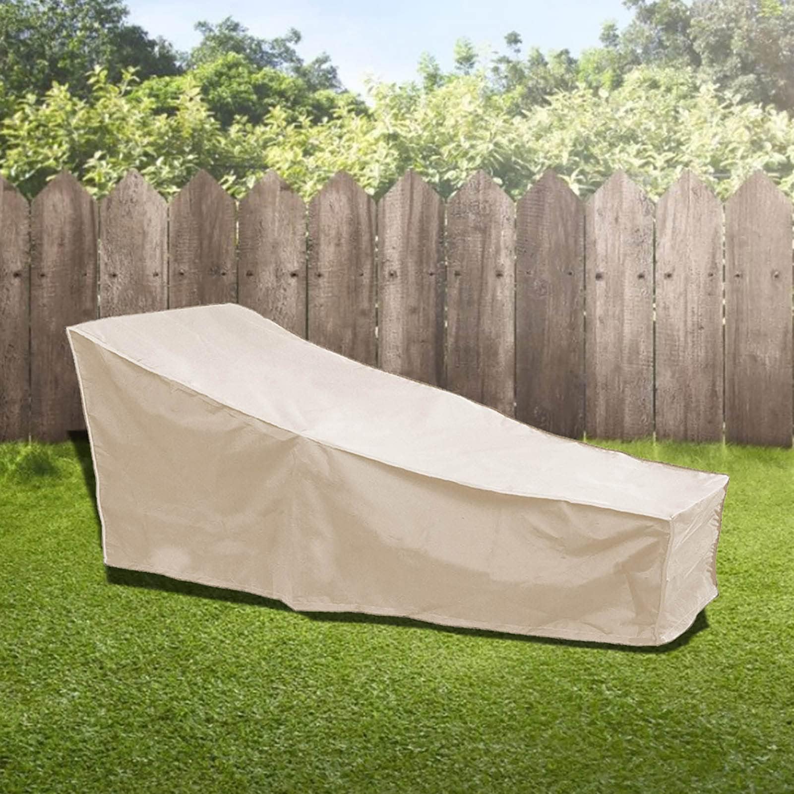 Copertura per Chaise Longue da Giardino, 208 x 76 x 41 cm Coperture per Lettini Prendisole Impermeabile Resistente al Vento Coperture per Chaise Longue per Patio Esterno (Beige*2)