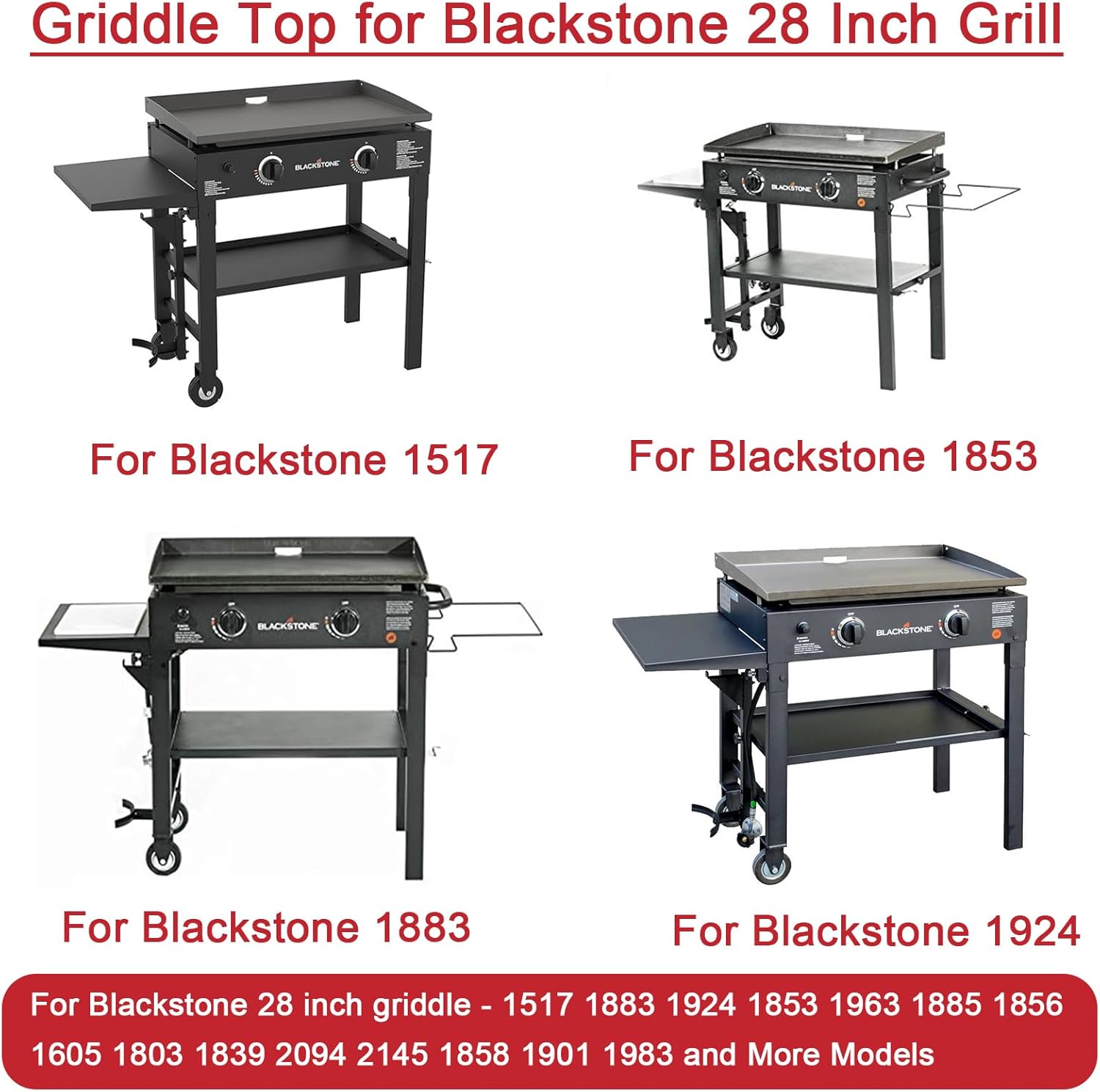 Upgrade Griddle Top for Blackstone 28 Inch Griddle 2 Burner Gas Grill 1517 1924 1883 1853 1856, 28" Flat Top Replacement for Blackstone