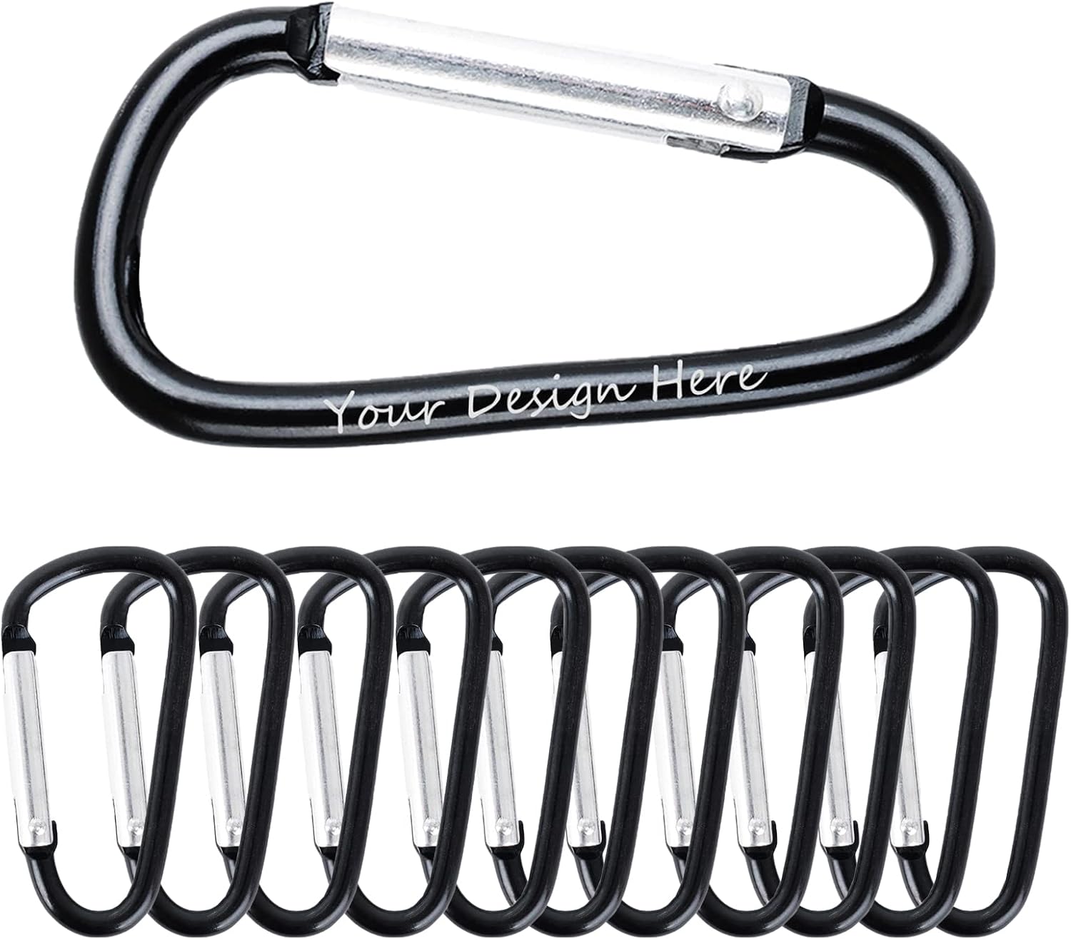TOPTIE 12 PCS Custom Carabiner Keychains D Shape Key Ring & Bag Clip