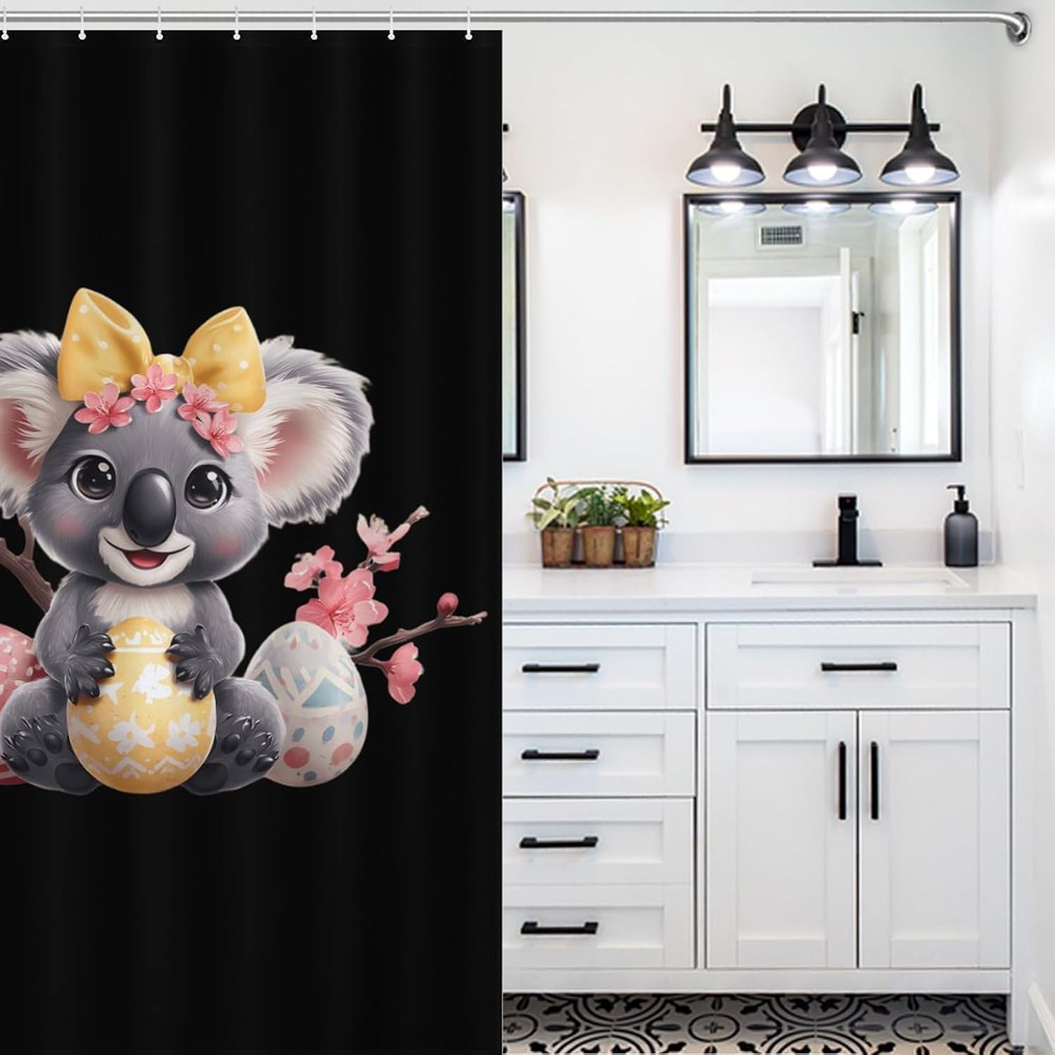 Easter Koala Shower Curtain 46.85x70.87Inch（119x180cm） Polyester Bath Curtain Shower Curtains Printed Decorative