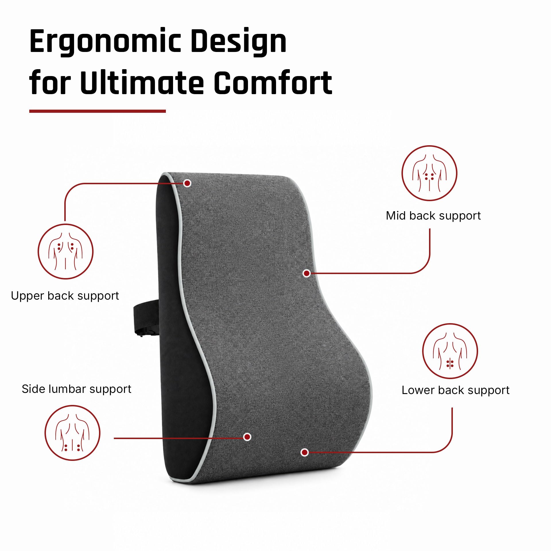 ValorX Lumbar Support Pillow with Massager - Back Pain Relief -5 ValorX Lumbar Support Pillow with Massager - Back Pain Relief -5