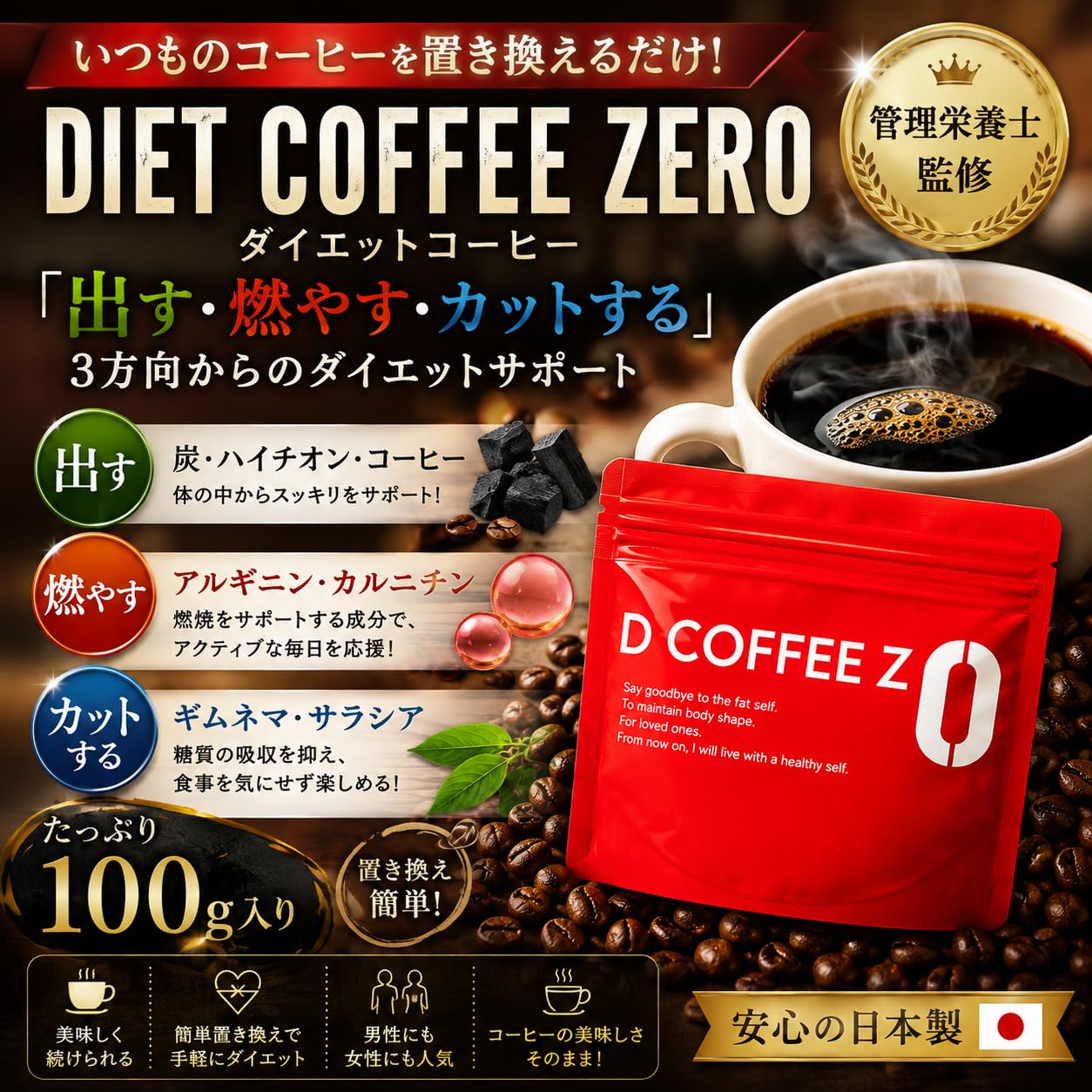 Amazon.co.jp: DIET COFFEE ZERO ダイエットコーヒー 「出す・燃やす