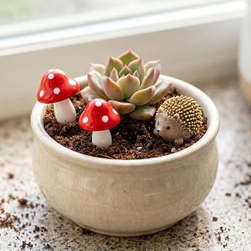7 PCS Cute Hedgehog & Mushroom Statues Miniature Fairy Garden Accessories Exquisite for Outdoor Decor, Micro Landscape Bonsai, Terrarium, and Plant Pot Accessories (mini Hedgehogs)
