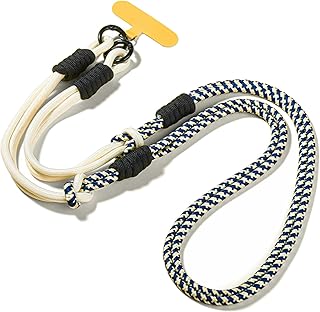 [FsGrg] 携帯ストラップ スマホストラップ 調節可能 分割可能 首掛け スマホ 斜めがけ 肩掛け ショルダーストドア 編み込み おしゃれ 紛失・落下防止 全機種対応（アンズブルー）