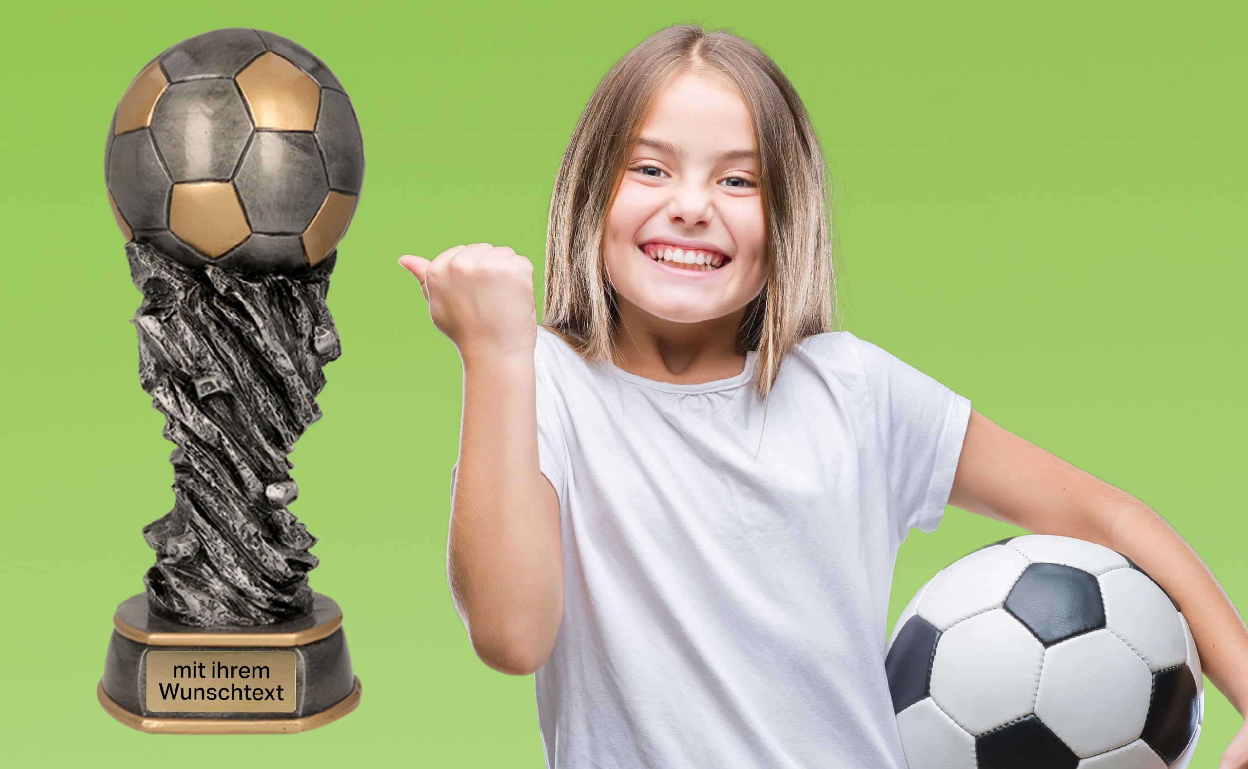 Deitert Fußballpokale 3er Serie TRY-6558 Altsilber mit Gold