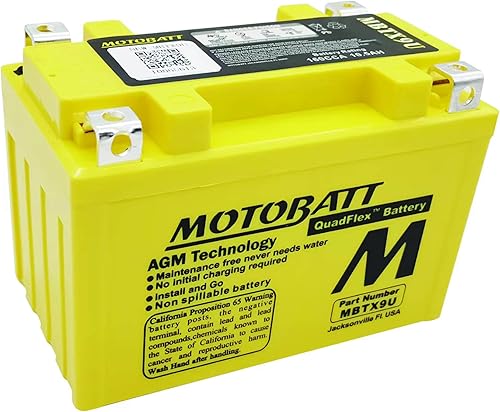 Miniatura 3 de MotoBatt Batería AGM sellada MBTX9U de 12 voltios y 10,5 Ah sin mantenimiento