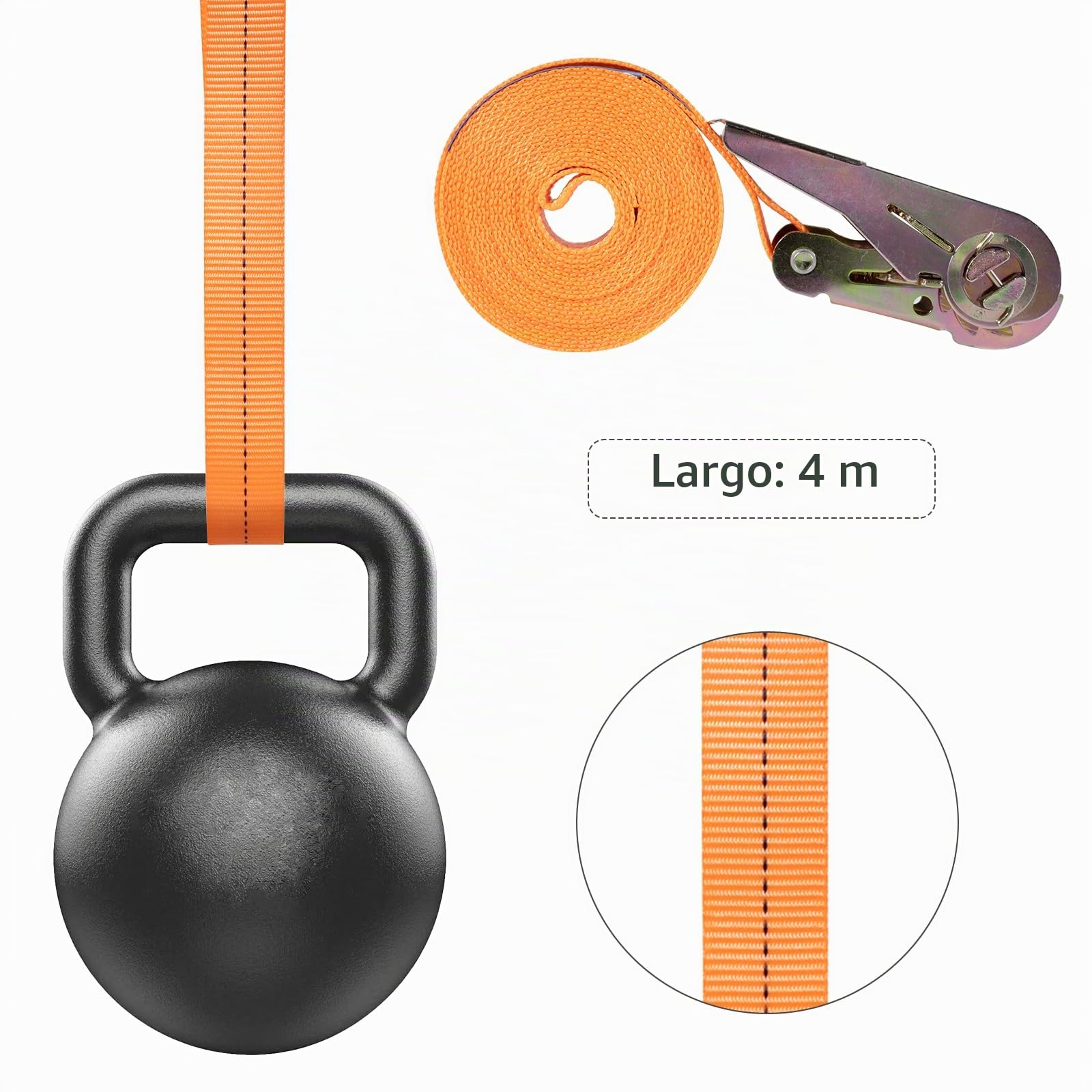 Correas tensoras con carraca 4 m robustas para transporte materiales motocicletas bicicletas mudanzas paquetes equipaje camping 2 unidades