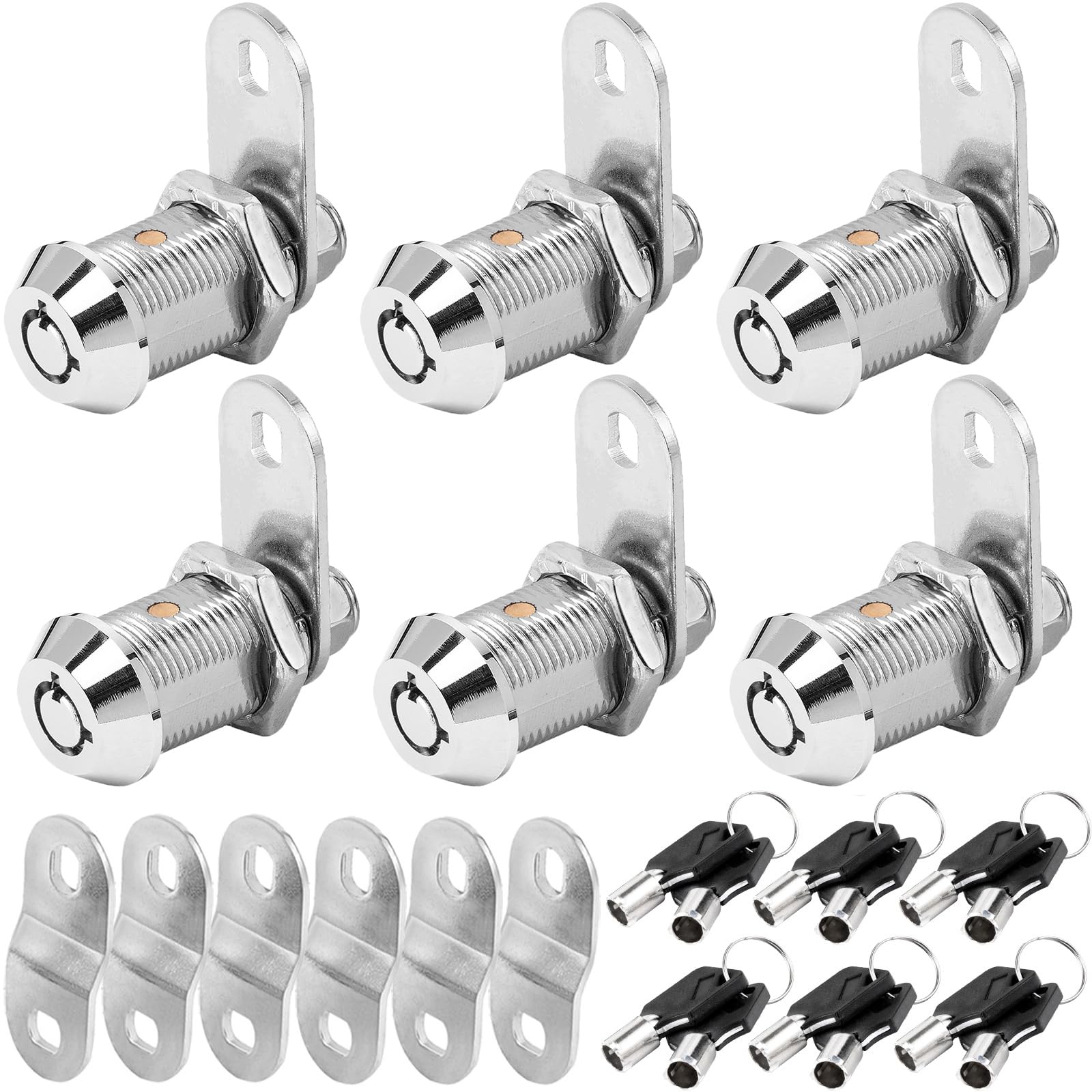 Cam Locks RV Storage Locks Keyed Alike, 1� Fits on 3/4� Max Door Thickness, RV Compartment Locks for Camper Trailer Cabinet Locks with Keys(1 Inch 6Pack)