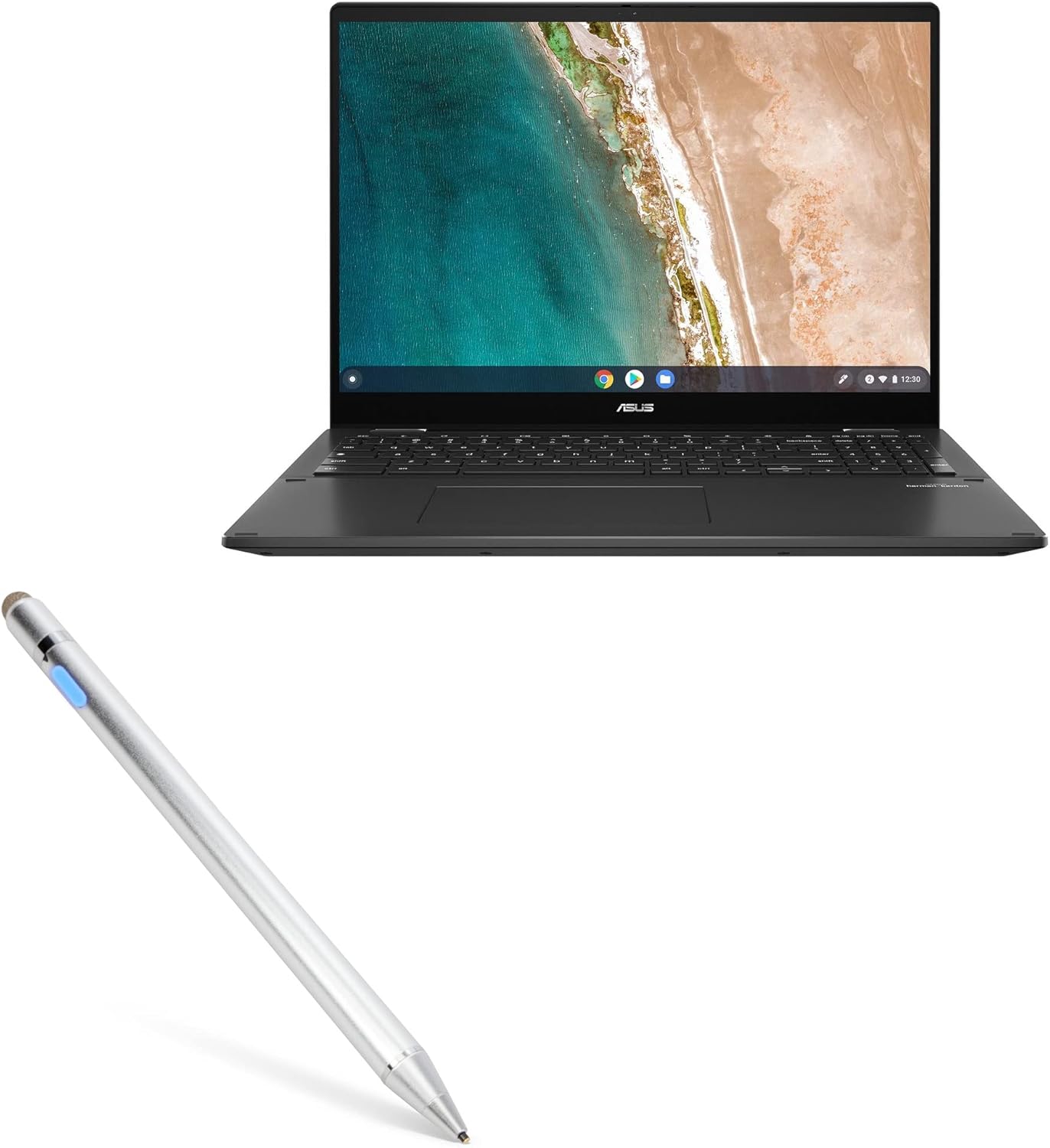 BoxWave Stylus Pen Compatible with ASUS Chromebook Flip CX5 (CX5601) - AccuPoint Active Stylus, Electronic Stylus with Ultra Fine Tip - Metallic Silver