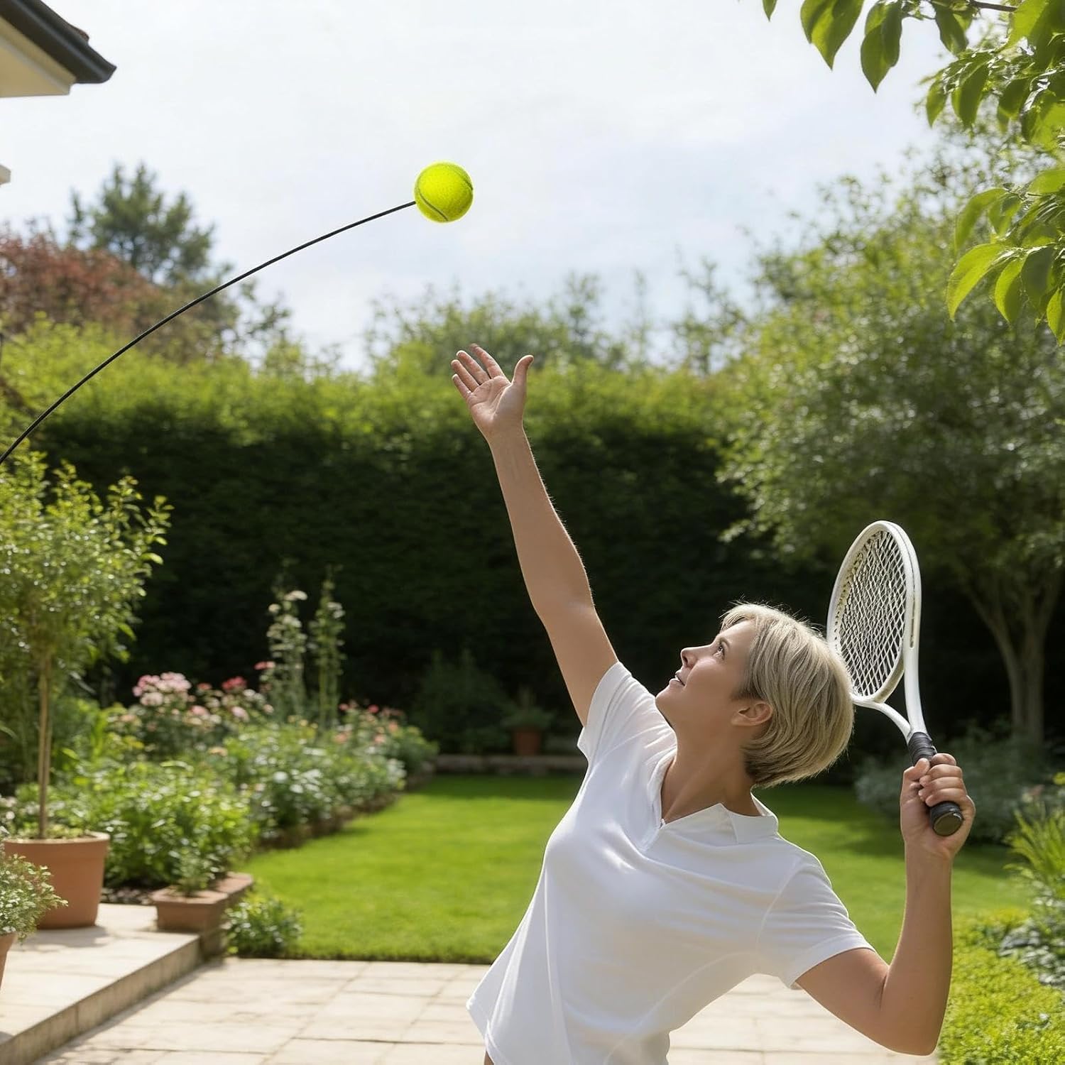 Tennis Rebounder Training Self Portable Solo Equipment | Tennis Self Training Tool for Outdoor Garden Backyard Park Indoor Exercise Sport Kids Adults