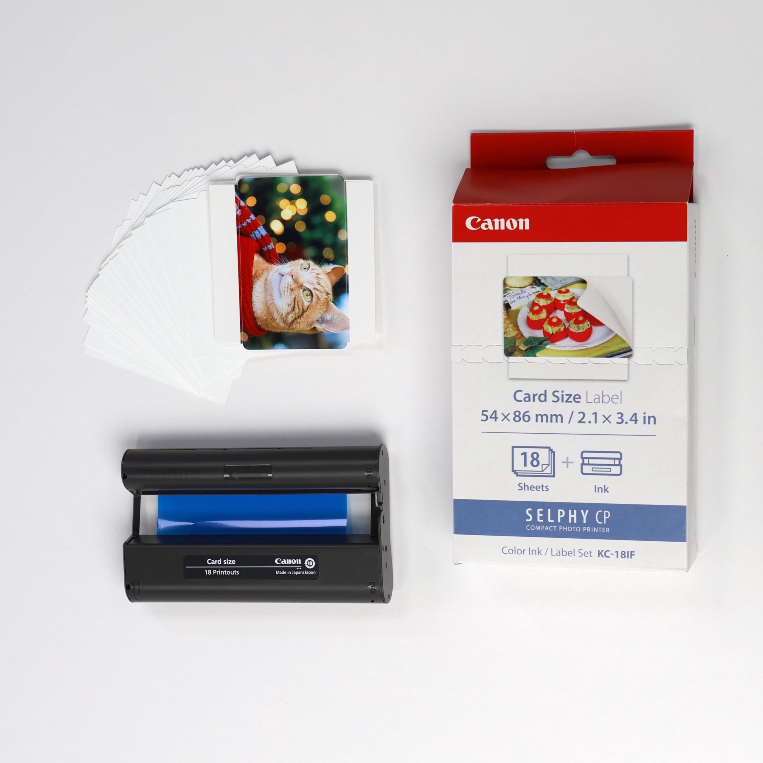 Canon RP-108 kit encre couleur pour imprimante Selphy au format carte postale & KC-18IF Kit 18 Impressions (papier + Encre) Format Carte De Crédit Autocollant 5,4 X 8,6 Pour SELPHY CP1300