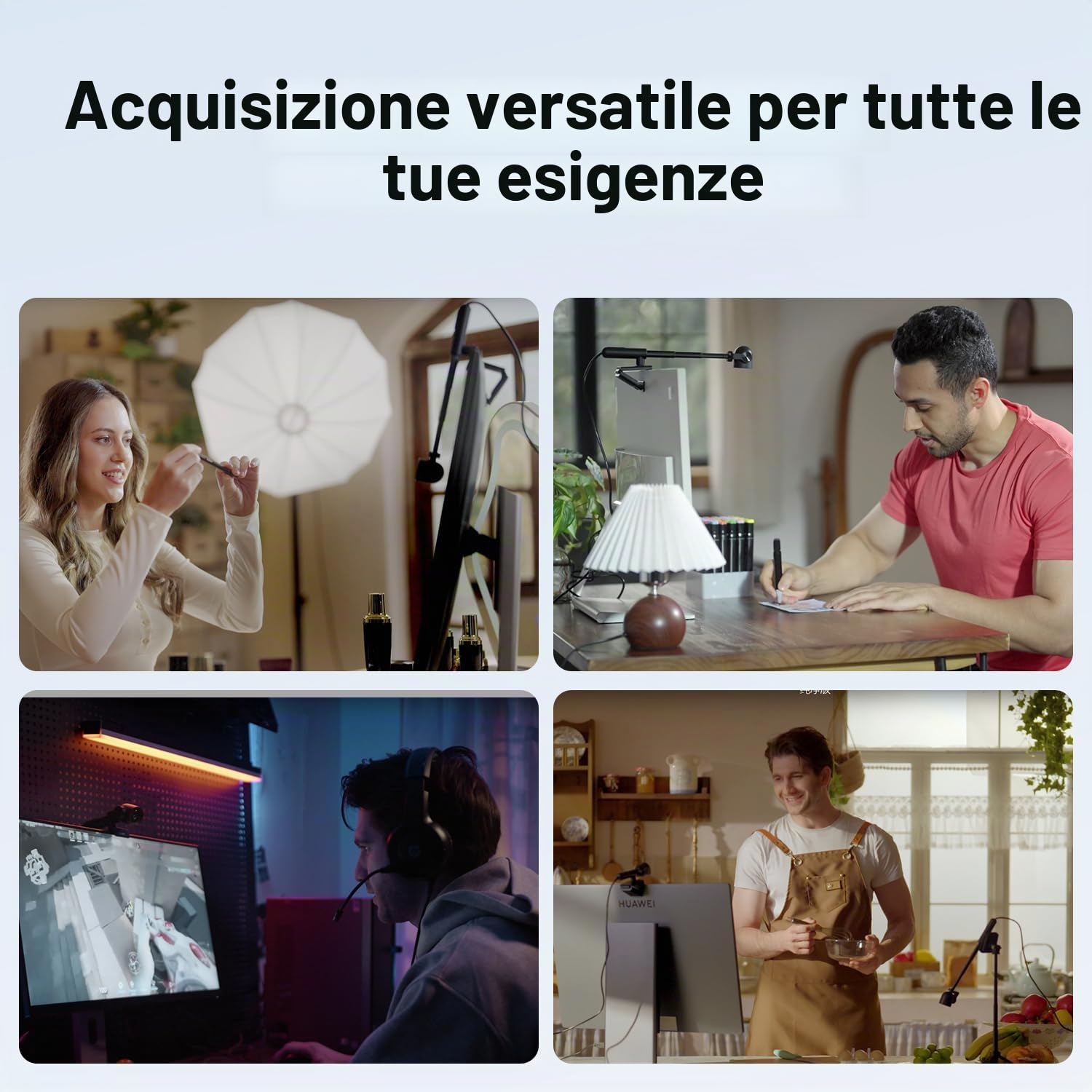 JOYUSING FlexCam10 4K Eye Contact Webcam per PC, 4 modalità in 1, Webcam con microfono, autofocus PDAF, 2 microfoni con cancellazione del rumore, FOV 79°, per conferenze, streaming, zoom FaceTime/Team