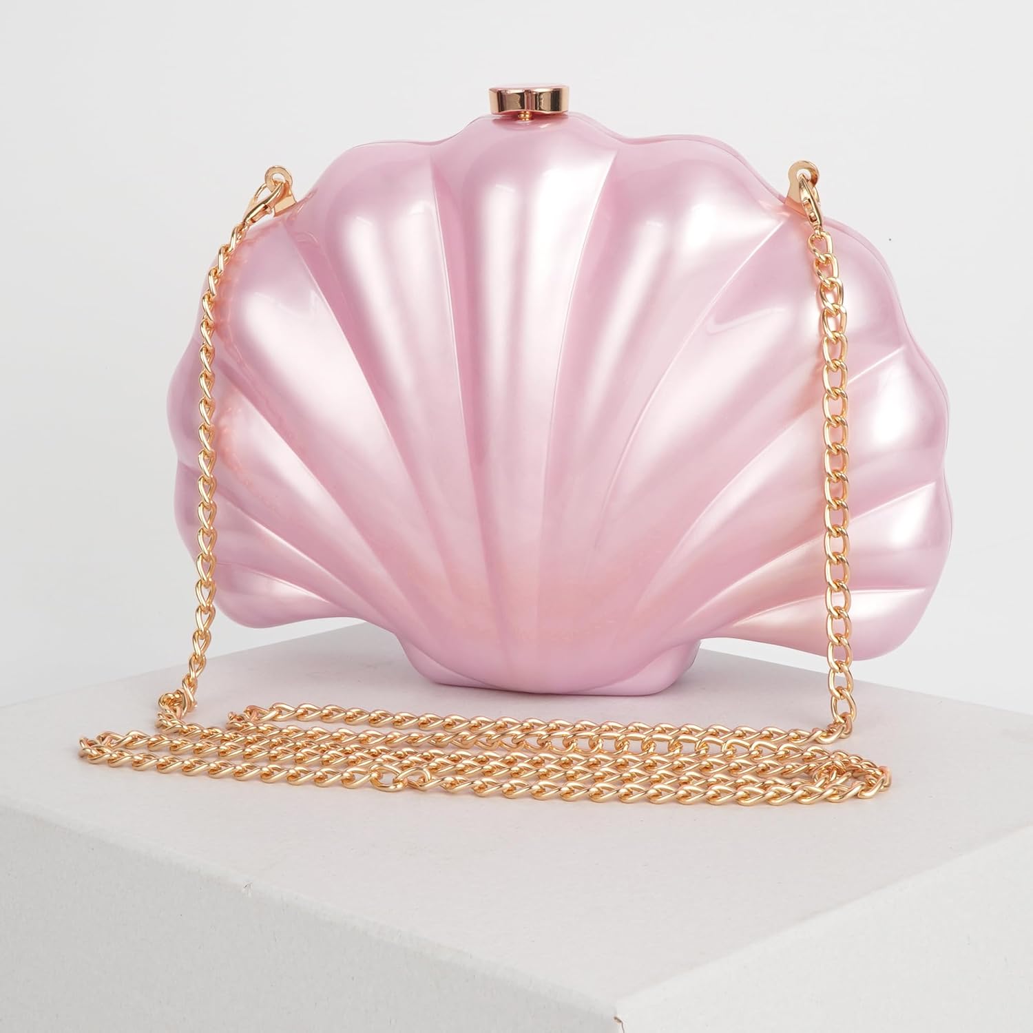 Women Seashell Evening Bag Purse Mermaid Chain Strap Clutch Handbag Shoulder Bag | Seashell, Mermaid, Chain Strap - Image 2